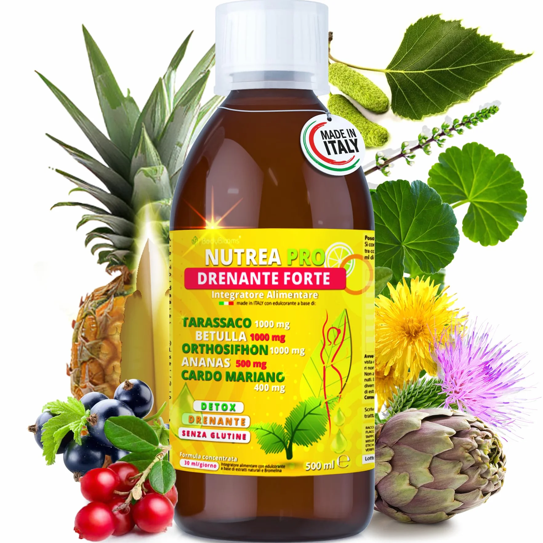NUTREA PRO Drenante Anticellulite Dimagrante Forte 500ml con Bromelina e Tarassaco