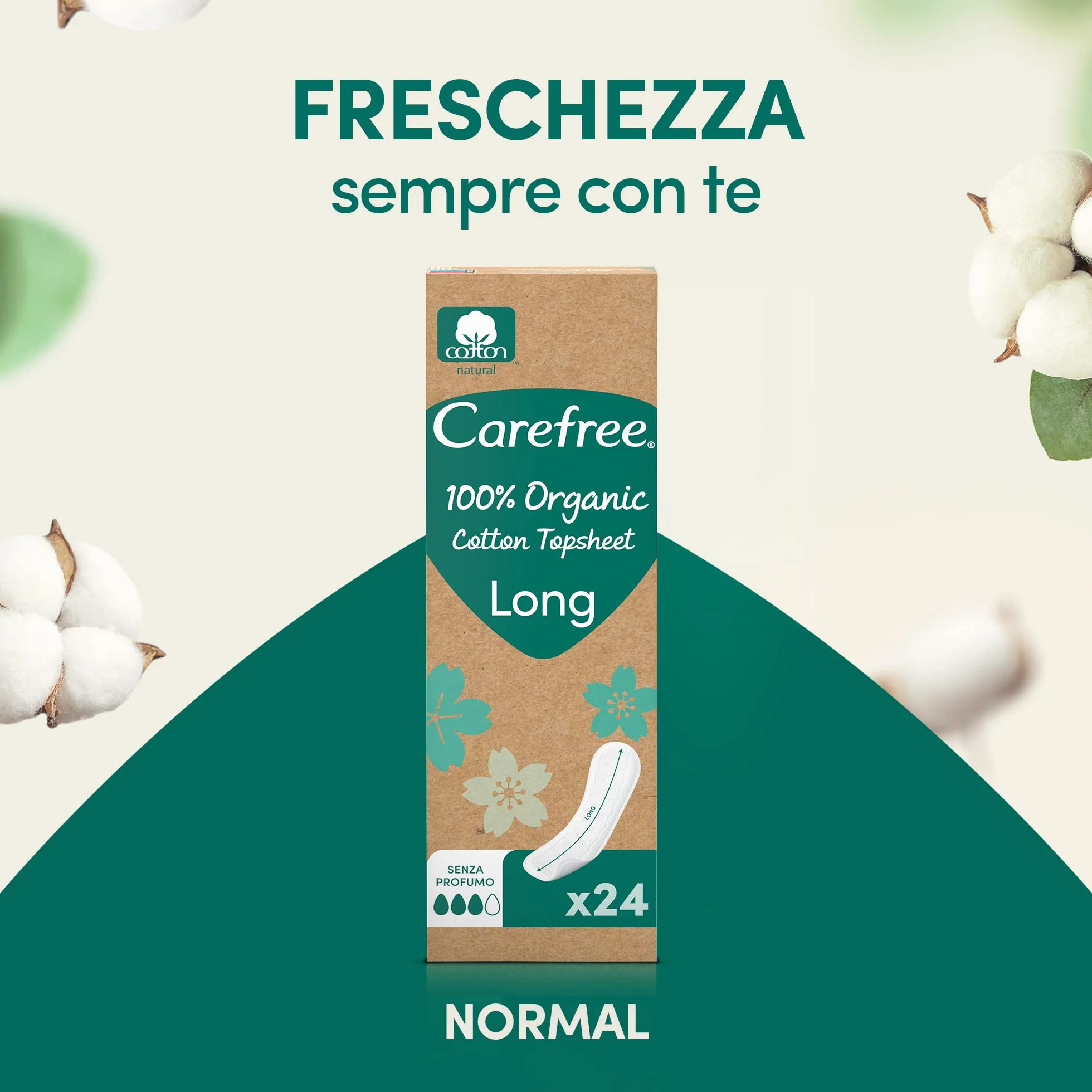 Salvaslip Cotone Organico Long Extra Lungo per Pelli Sensibili, 24 Pezzi