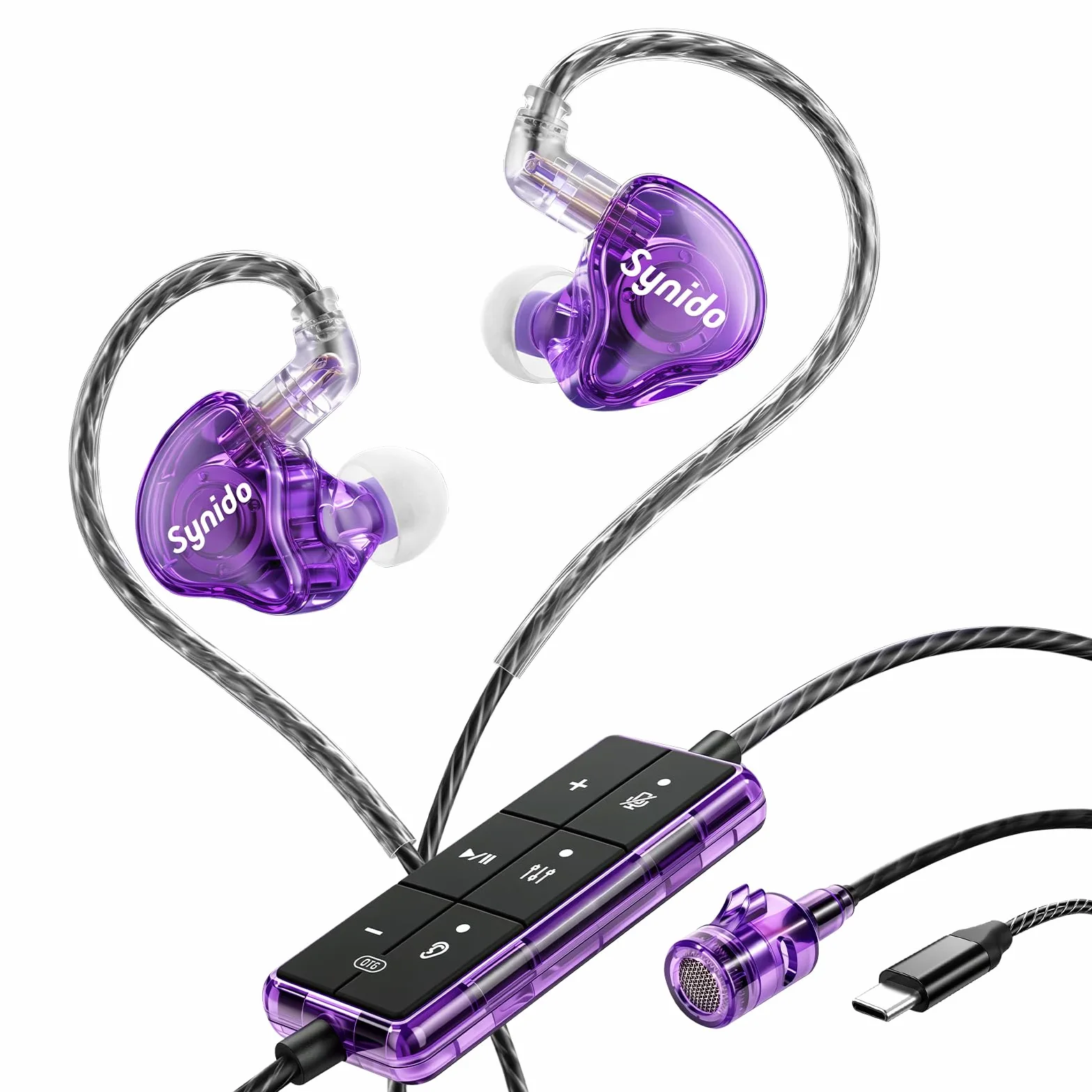 Synido Scheda audio auricolare per cantare live streaming, monitoraggio in tempo reale, accompagnamento BT, microfono con riduzione del rumore, 4 modalità audio, compatibile con smartphone, tablet e