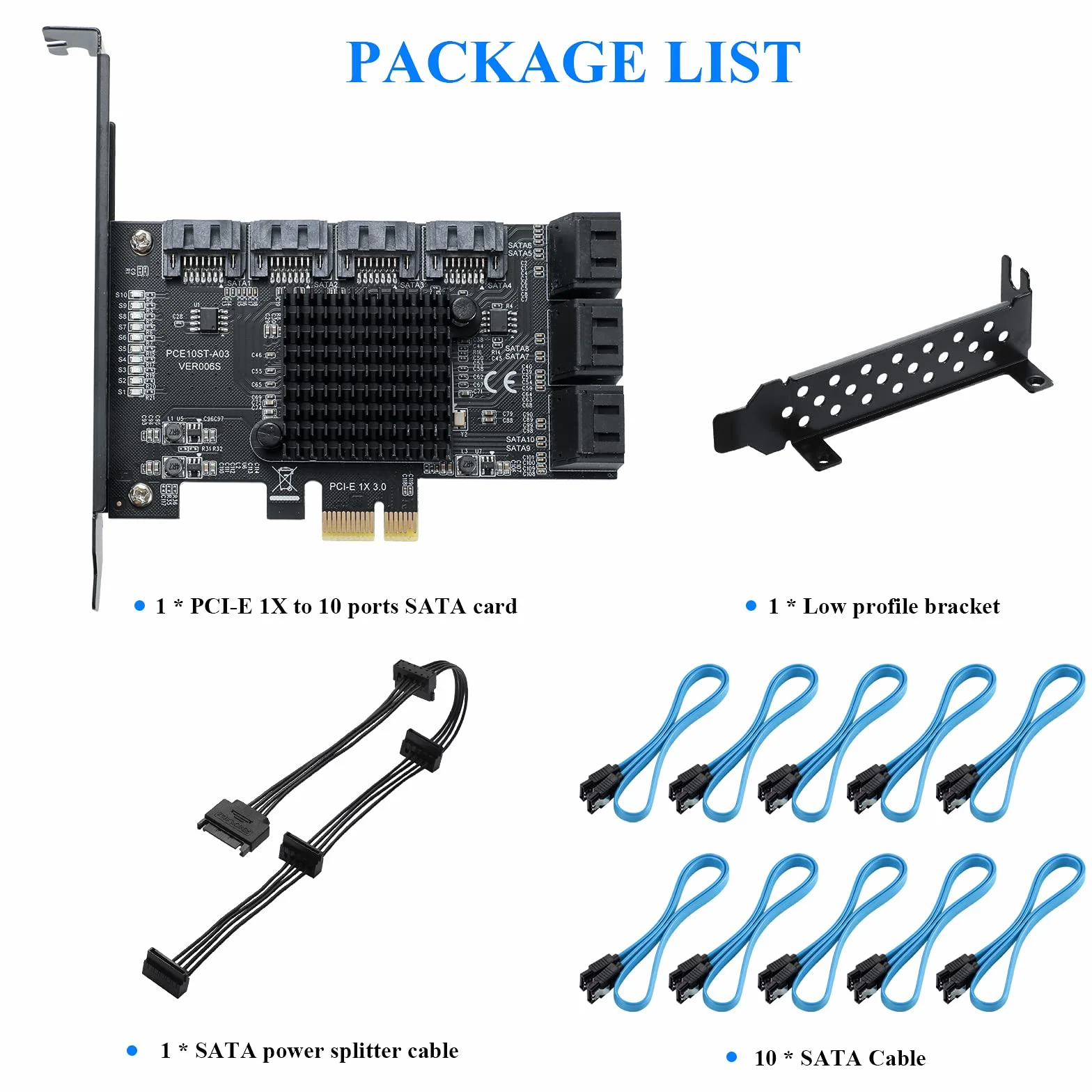PCI-E a SATA3.0, unità disco rigido IPFS avanzata a 10 porte 6Gbps, controller SATA PCI-E3.0 GEN3, supporto di 10 dispositivi SATA3.0, compatibile con WIN8/WIN10/Ubuntu
