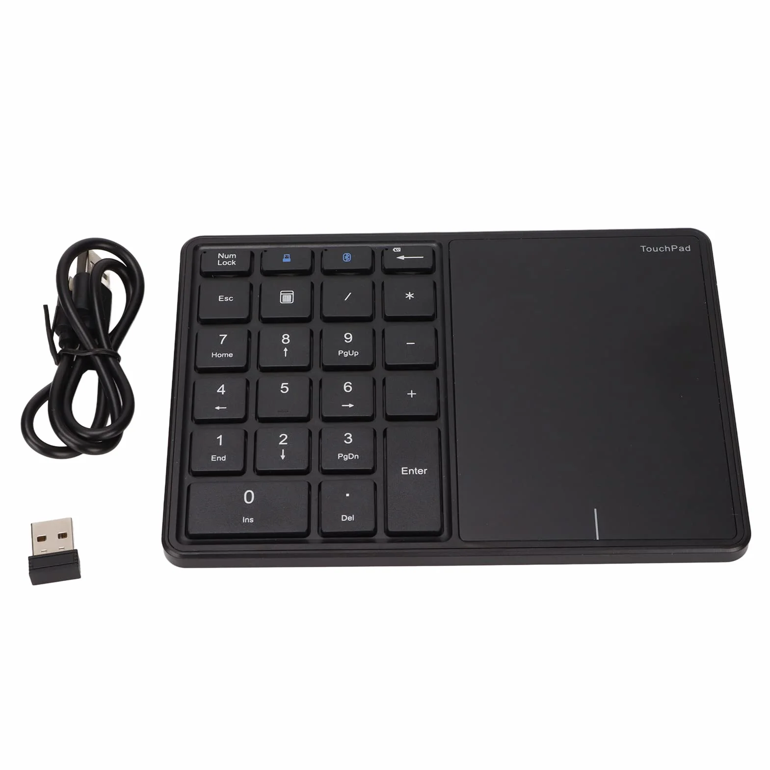 Alomejor Tastierino Numerico Wireless 2 in 1 Tastierino Numerico con Touchpad per un Accesso Rapido Negli Spazi di Lavoro Leggero (BLACK)