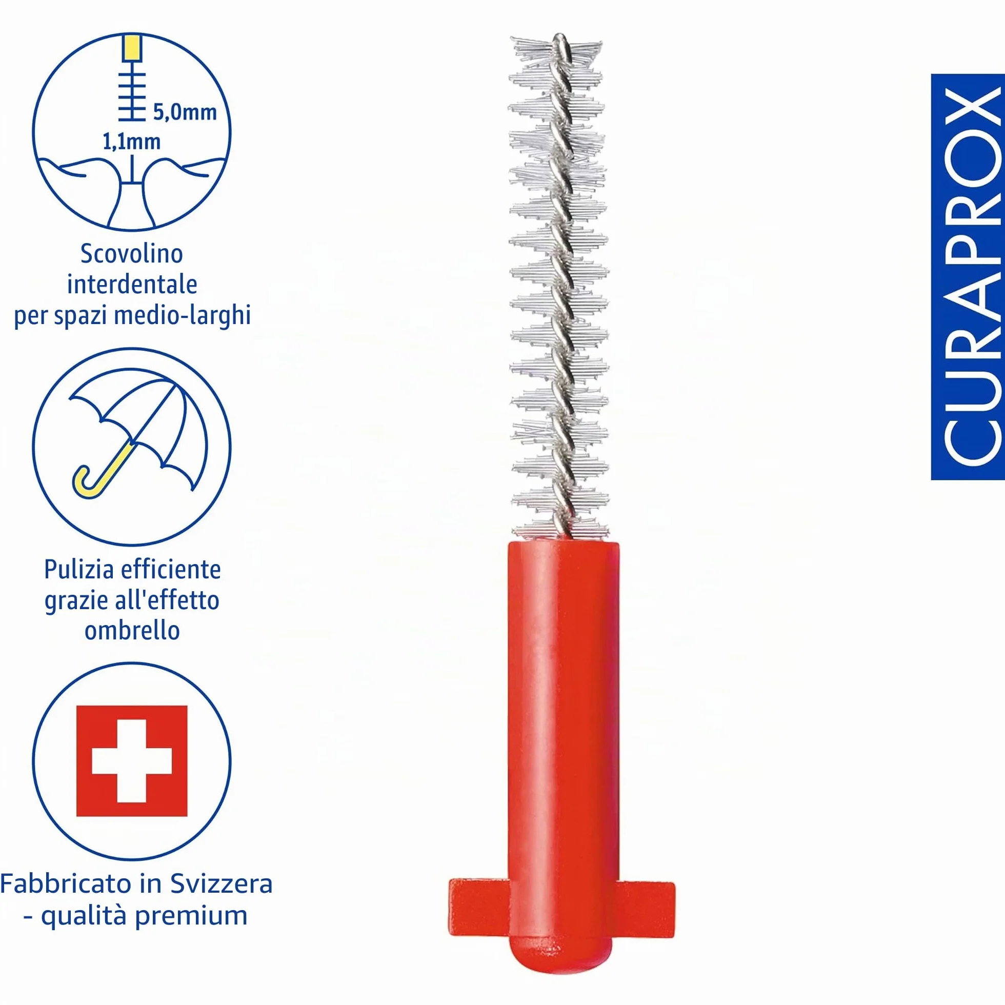 Curaprox Spazzolino interdentale Ricariche CPS 07 Prime-ISO Dimensione 1, Rosso, 8-Pack