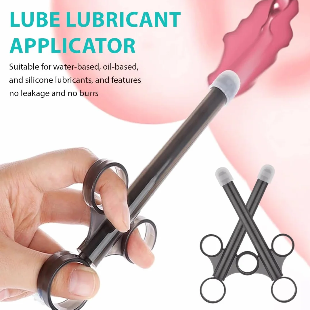 XPEX 2 Pezzi Riutilizzabile Irrigatore Lubrificante Portatile Applicatore Vaginale Anale Strumenti con Anello Di Trazione e Presa Per Le Dita Nero