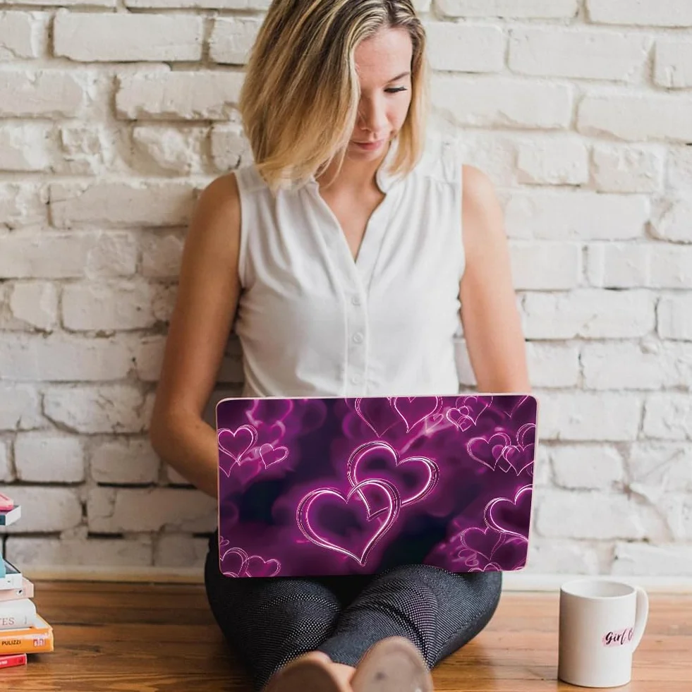 Pellicola adesiva per computer portatile, in PVC, con citazione, impermeabile, antigraffio, per computer portatile da 12,1 13 13,3 13,3 13,6 14 15 15,3 16 pollici rosa neon cuore