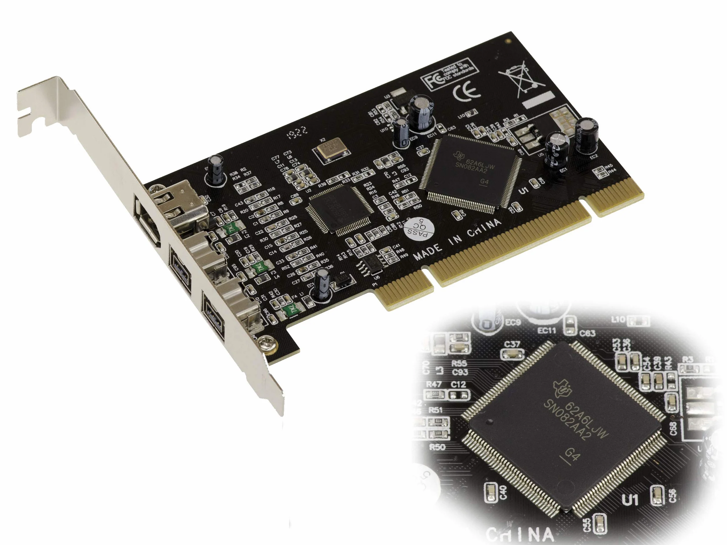 KALEA-INFORMATIQUE Scheda controller PCI Firewire 800 e 400 IEEE1394A e IEEE1394B su porta PCI a 2+1 uscite con chipset TI SN082AA2