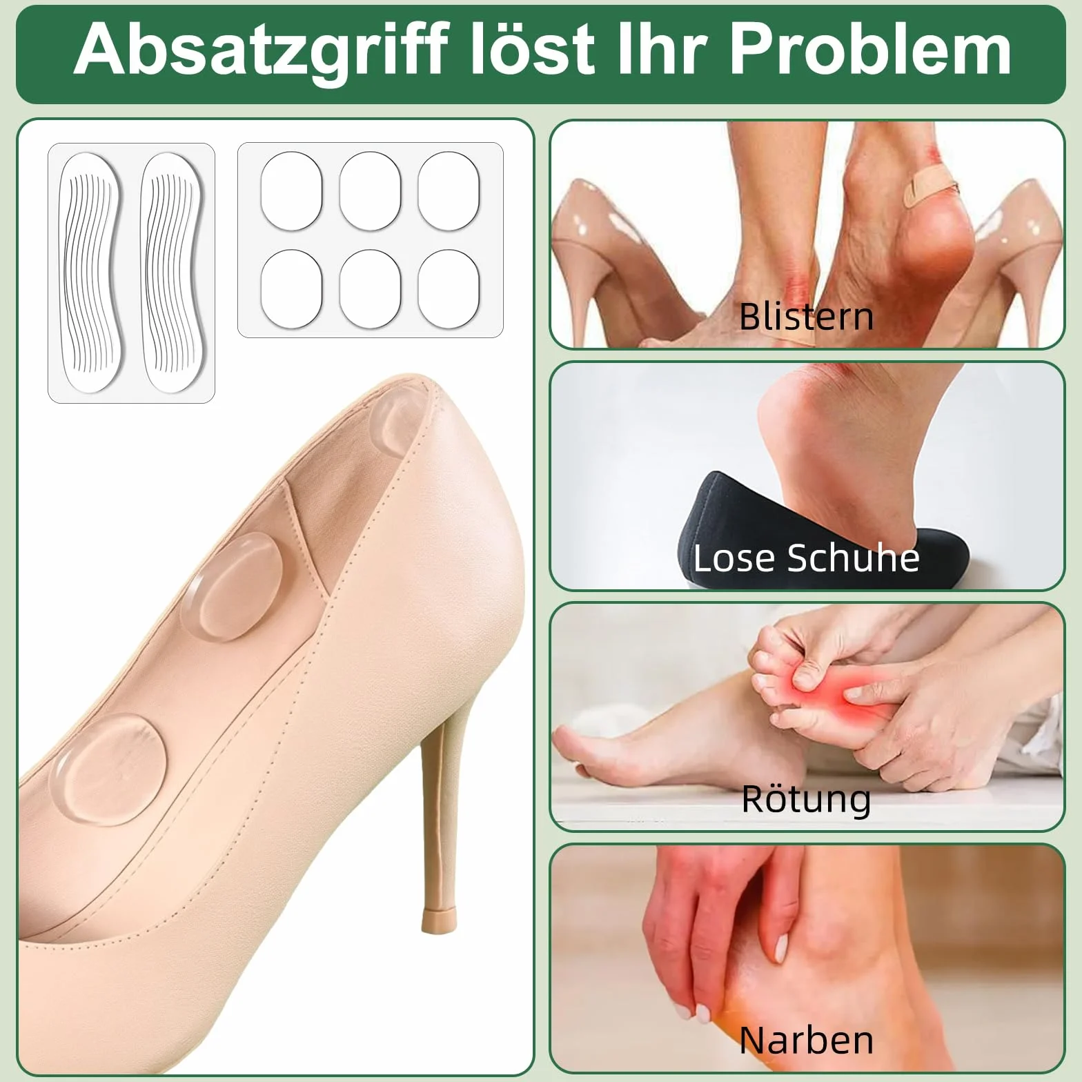 Silicone Antiscivolo per Scarpe – Adesivi per Tacchi Alti, Slingbacks, Sandali e Sneaker