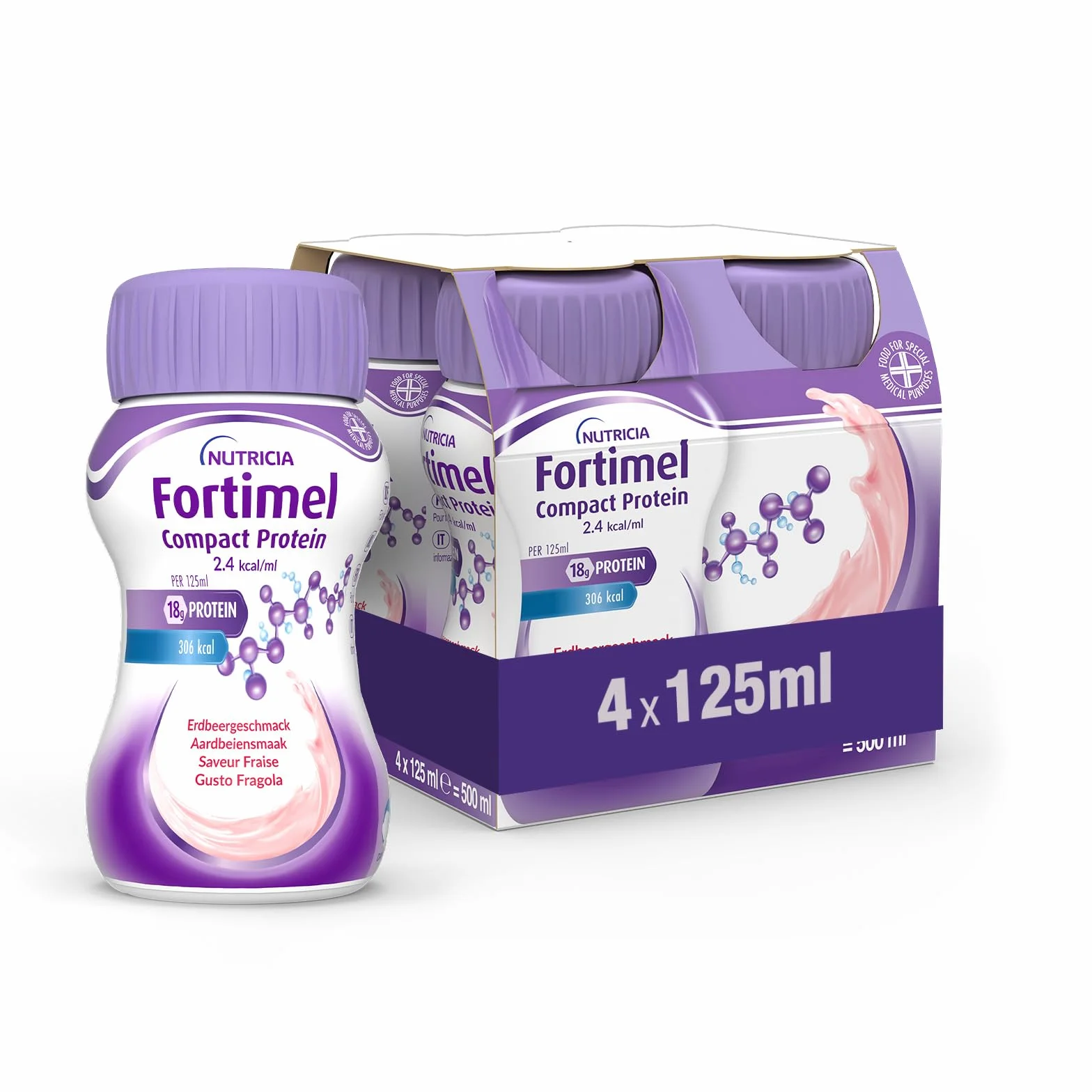 NUTRICIA FORTIMEL COMPACT PROTEIN Supplemento Ipercalorico e Iperproteico Gusto Fragola 4 x 125ml