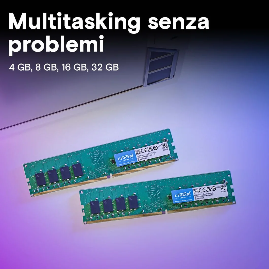 Crucial RAM DDR4 8GB 3200MHz CL22, Memoria PCMemoria ad Alte Prestazioni (o 2933MHz / 2666MHz) - CT8G4DFRA32A
