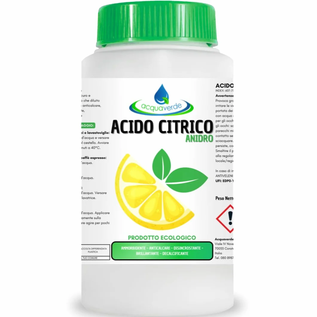 Acido Citrico in Polvere 100% Puro 1 kg - Anticalcare, Disincrostante per Pulizia Casa
