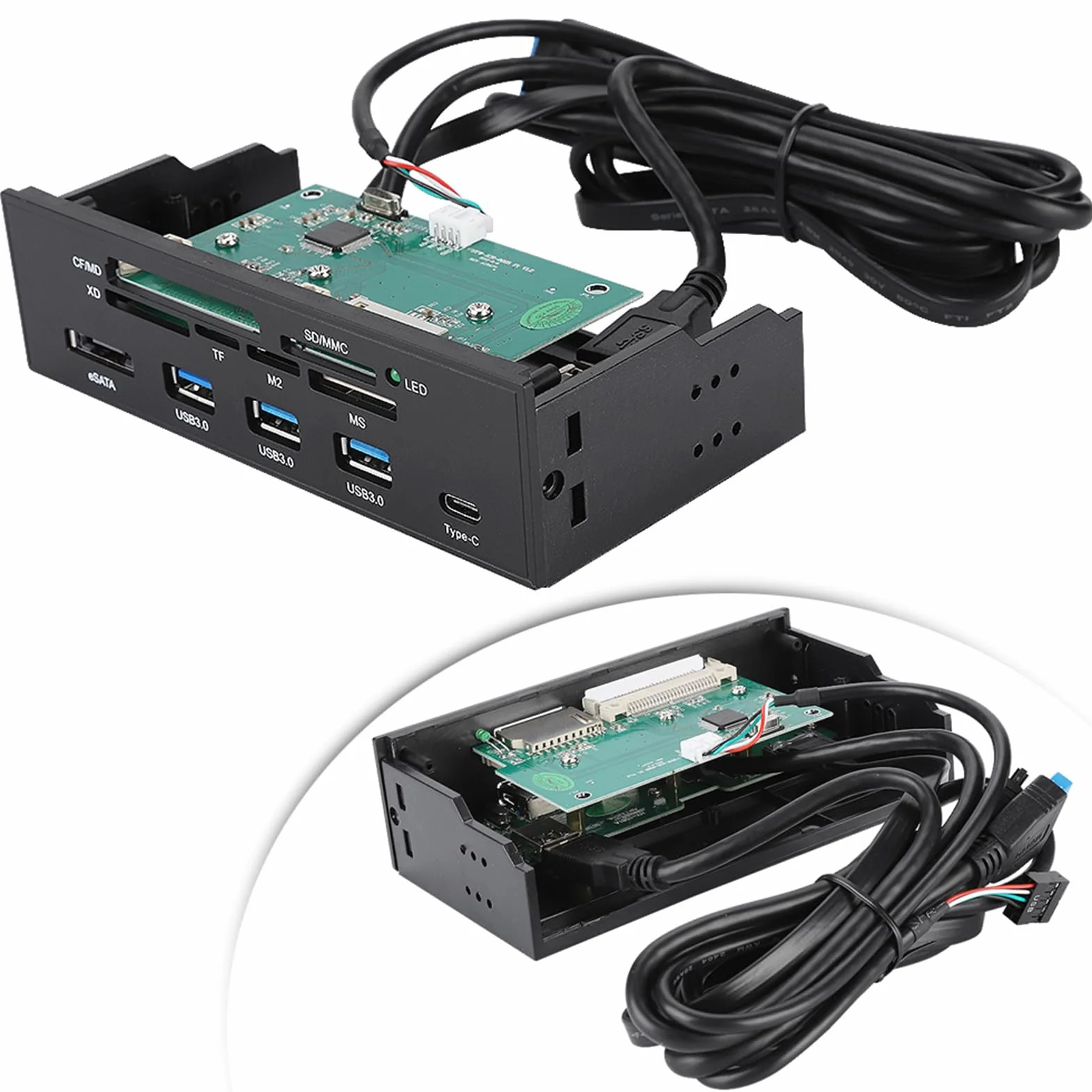Lettore di Schede Interno Scheda Multifunzione PC Ont Panel per un Facile Trasferimento di File - Compatibile con Varie Schede di Memoria - 5,25 Pollici