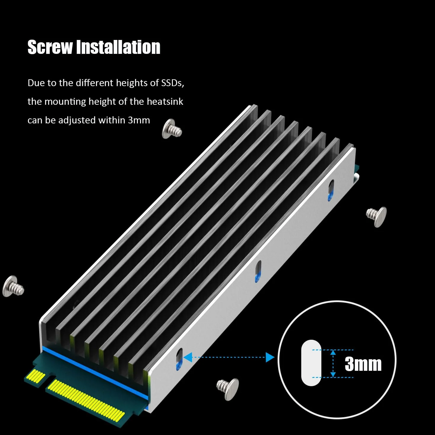 GLOTRENDS M.2 Dissipatore di calore con viti M.2 e cuscinetti termici per SSD M.2 a chip singolo/doppio lato, installazione su PC/PS5/PS5 Slim (2 confezioni)
