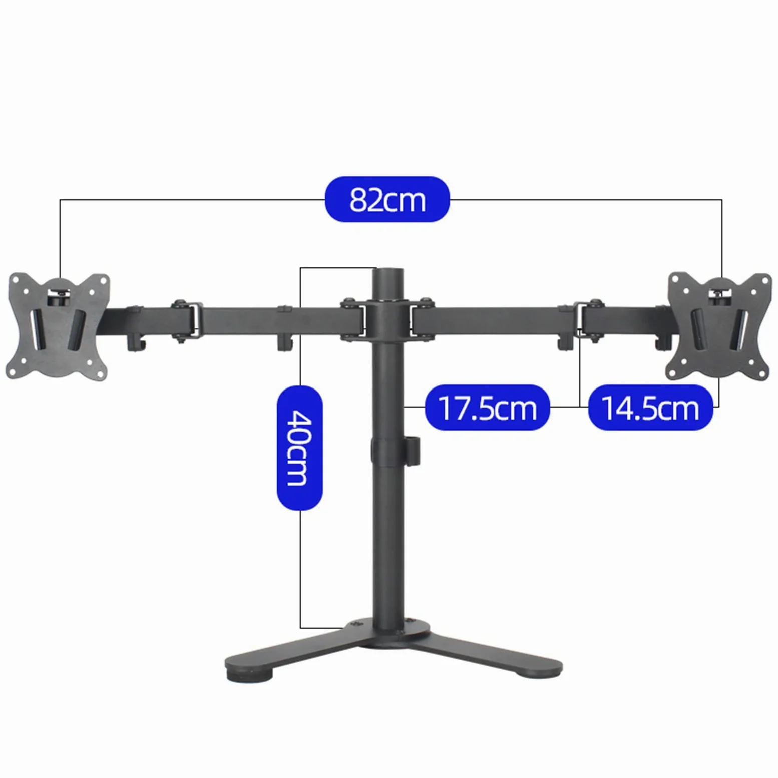 Supporto Doppio per Monitor, Robusto Supporto da Scrivania Completamente Regolabile per Schermi da 12 A 24 Pollici, Supporta 2 Schermi Fino A 10 Kg/22 Libbre Ciascuno