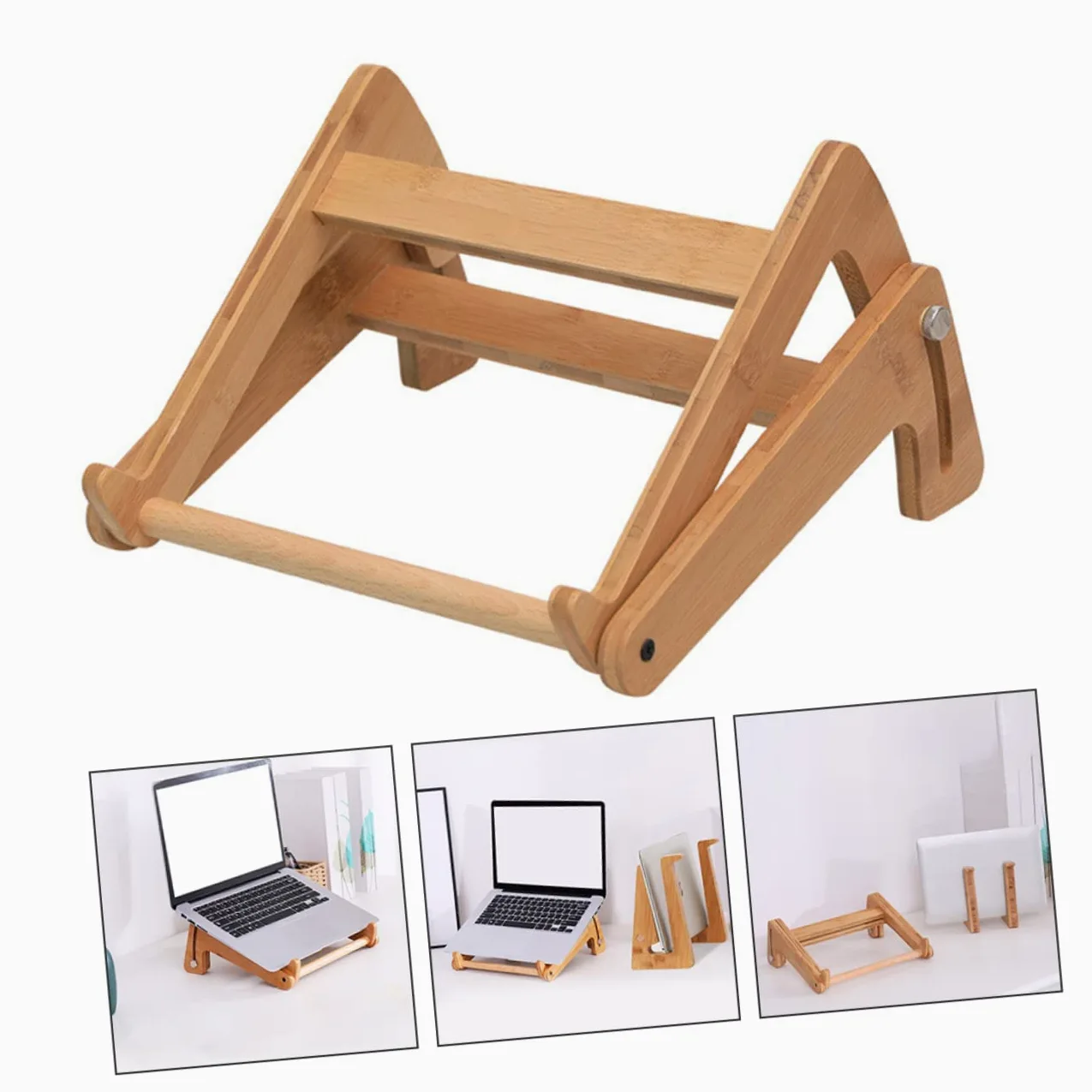 1 Pc Supporto Per Computer in Legno Porta Computer Portatile in Legno Scrivania Supporto Per Computer Pieghevole Porta Tablet Portatile Bambù Computer Portatile Desktop Regolabile