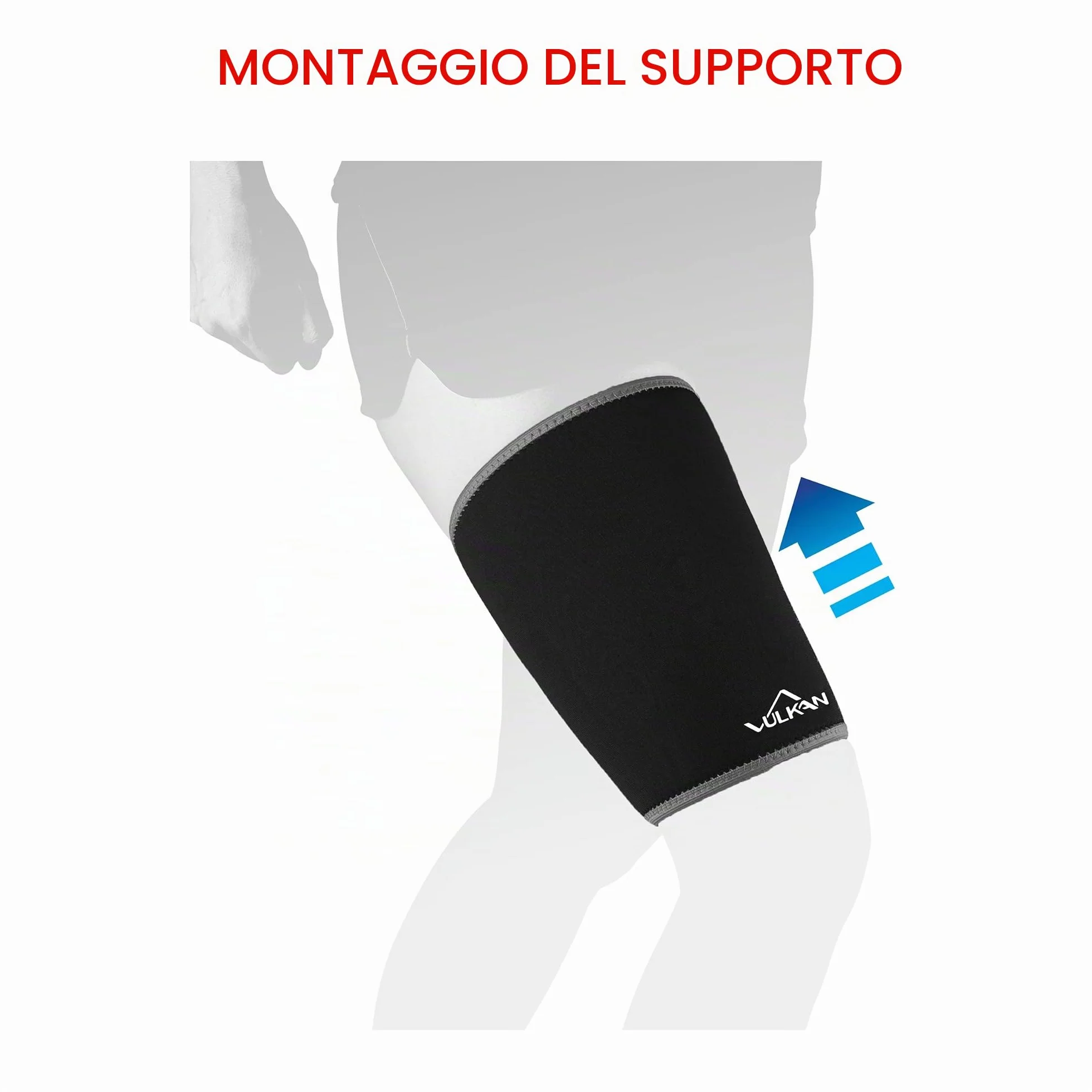 VULKAN Supporto classico per coscia medio, tutore in neoprene per stabilità muscolare e lesioni tendine del ginocchio
