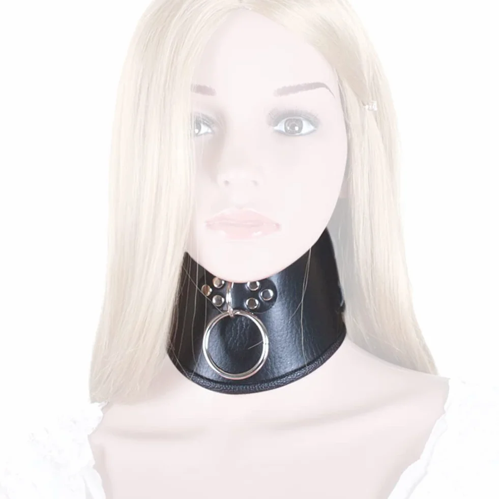 Roluck Collare in pelle con grande O-Ring SM Choker Punk Sex Giocattolo