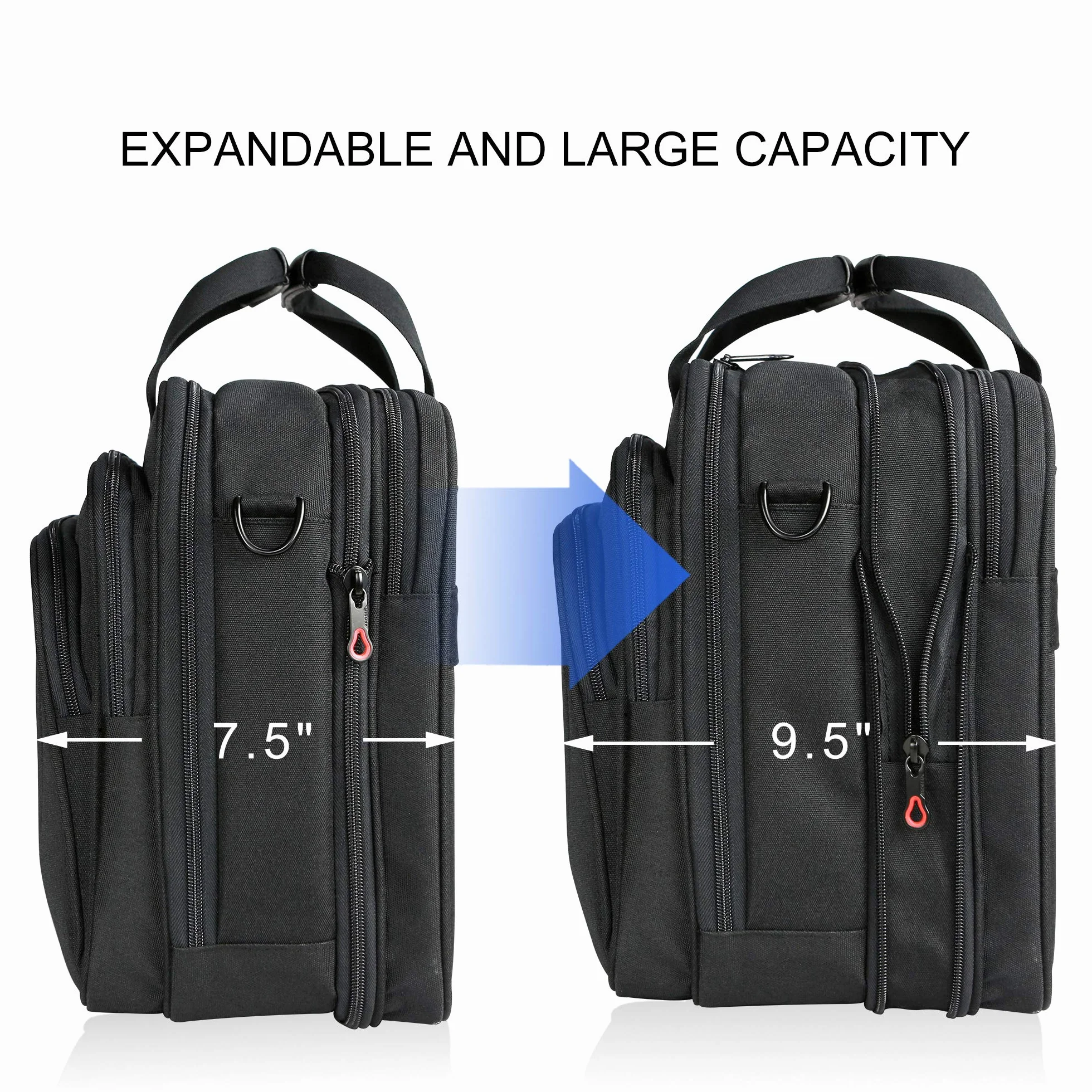 KROSER Borsa del Portatile Cartella Leggera Espandibile Aggiornata da 18" per Laptop 17.3" Borsa da Lavoro Premium Borsa Messenger Idrorepellente con Tasche RFID per Scuola/Viaggio/Donna/Uomo-Nero