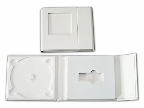 Custodia con supporto per DVD, slot per chiavetta USB e finestrella per foto, motivo: matrimonio, in ecopelle, colore: bianco