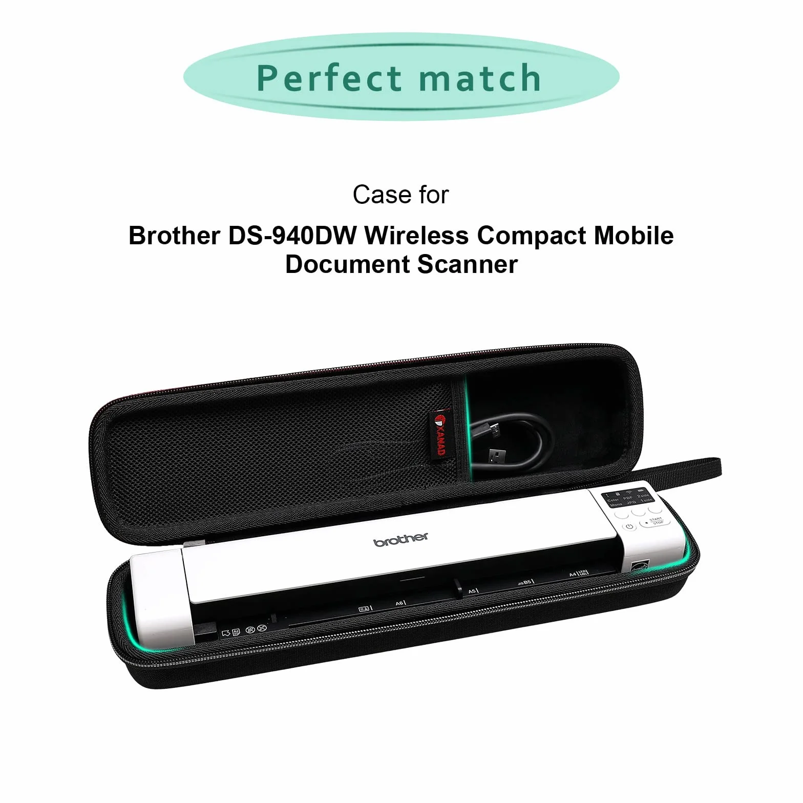 XANAD Custodia per Scanner Portatile A4 Nero Brother DS940DW DS640 DS740D Epson Workforce DS-70 DS-80W