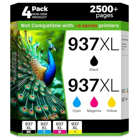 Cartucce 937XL con chip compatibili con HP 937 EvoMore 937E 937XL per HP OfficeJet 9110b 9130b 9120b 9117b 9720 9730 cartucce nero e colori