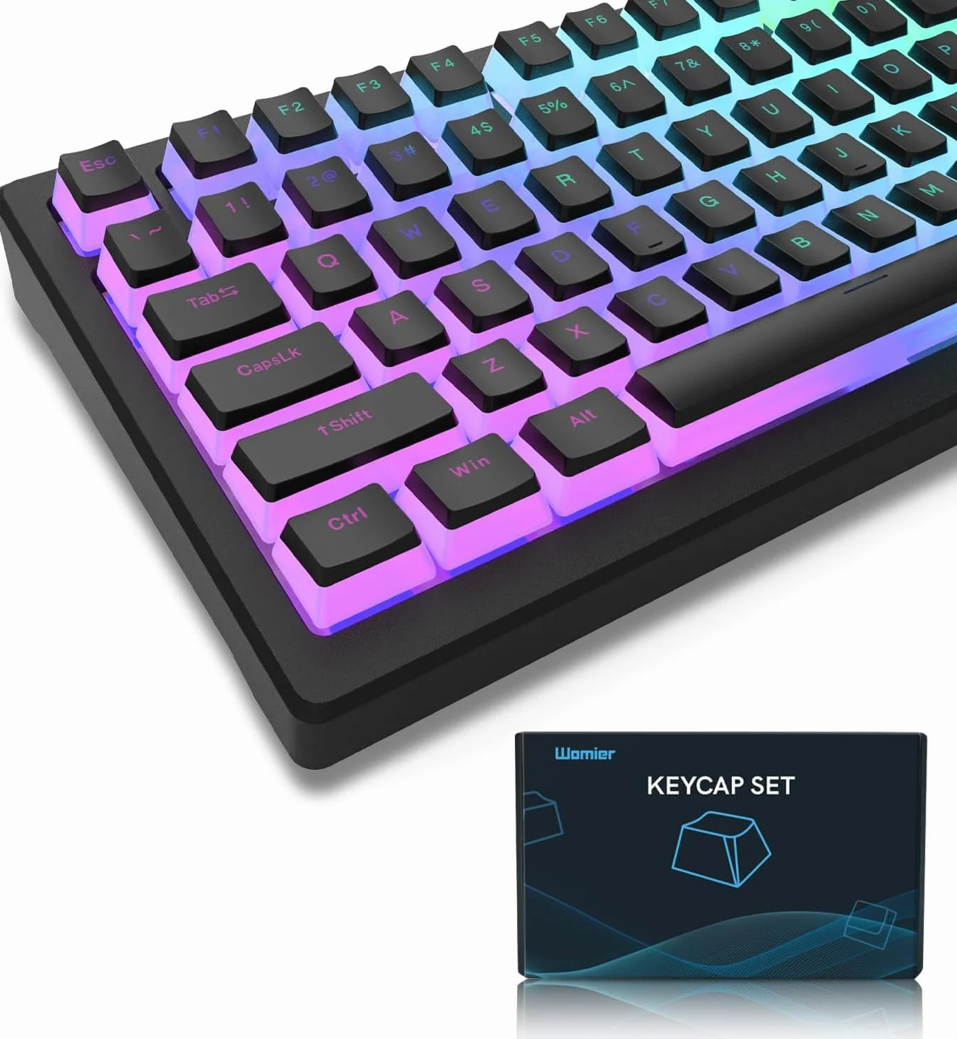 Pudding Keycaps,165 Tasti PBT Keycaps Set QWERTY di personalizzati, profilo OEM dei tasti ANSI US Layout, Compatibilità universale per 100%, 75%, 65%, 60% Tastiera, Nero (ISO non supportato)