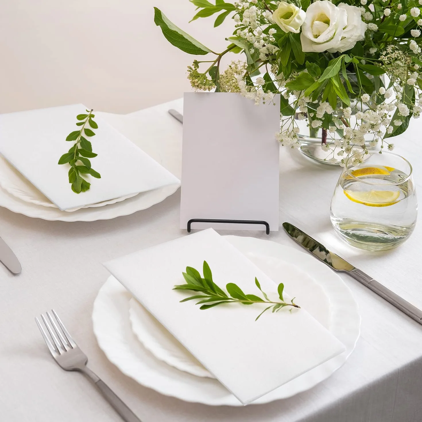 LEKOCH Tovaglioli di Carta Bianchi Monouso 43x30 cm Effetto Tessuto per Feste Matrimoni