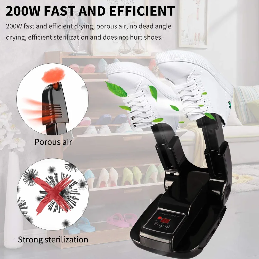 Asciuga Scarpe Elettrico Timer Intelligente Pieghevole Riscaldato per Scarpe Stivali Guanti Calzini