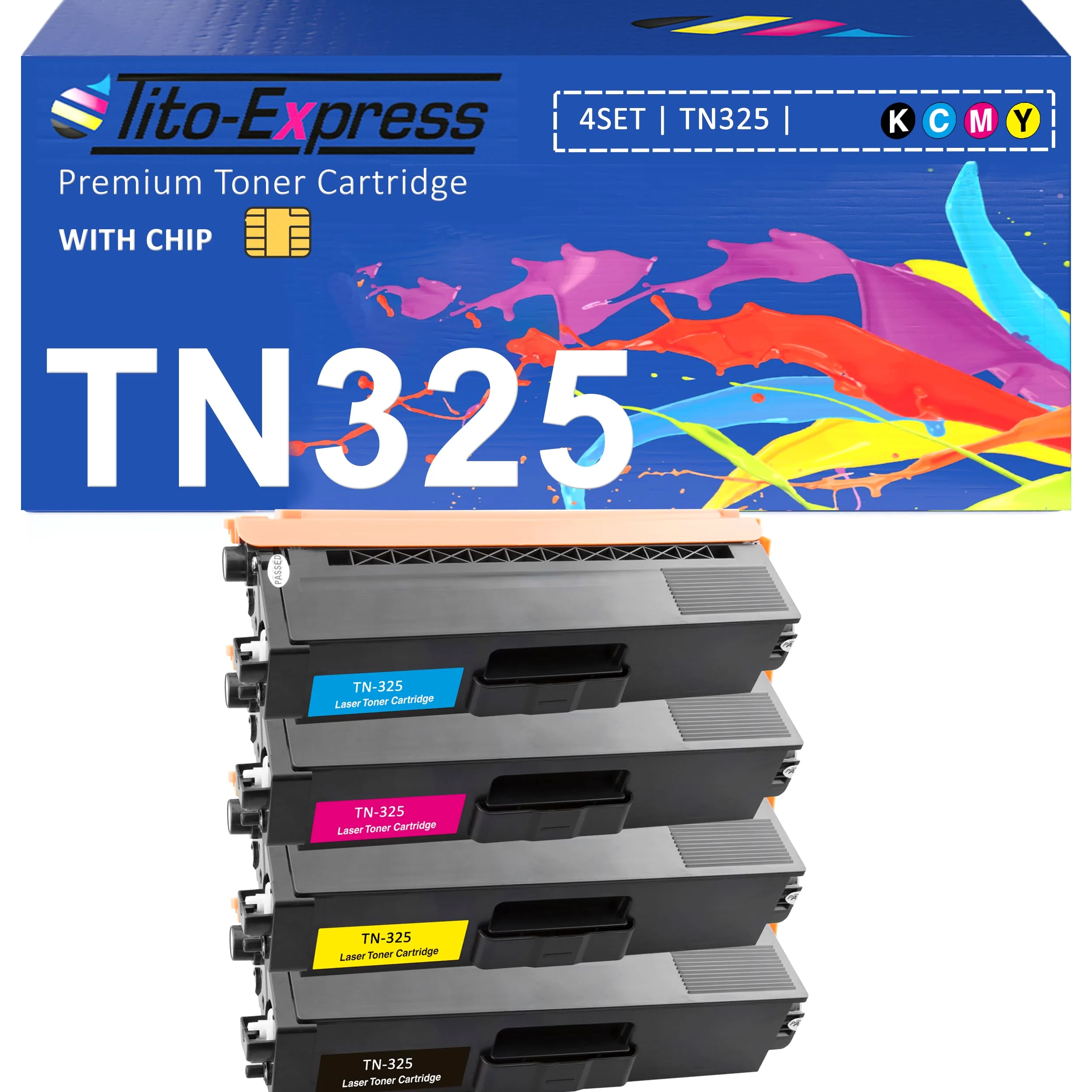 TN325XL TN325 TN-325 XL compatibile con toner Brother DCP-9055CDN DCP-9270CDN HL-4140CN HL-4150CDN HL-4570CDWT MFC-9460CDN MFC-9465CDN MFC-9560CDW MFC-9970CDW nero, magenta, giallo, ciano, confezione