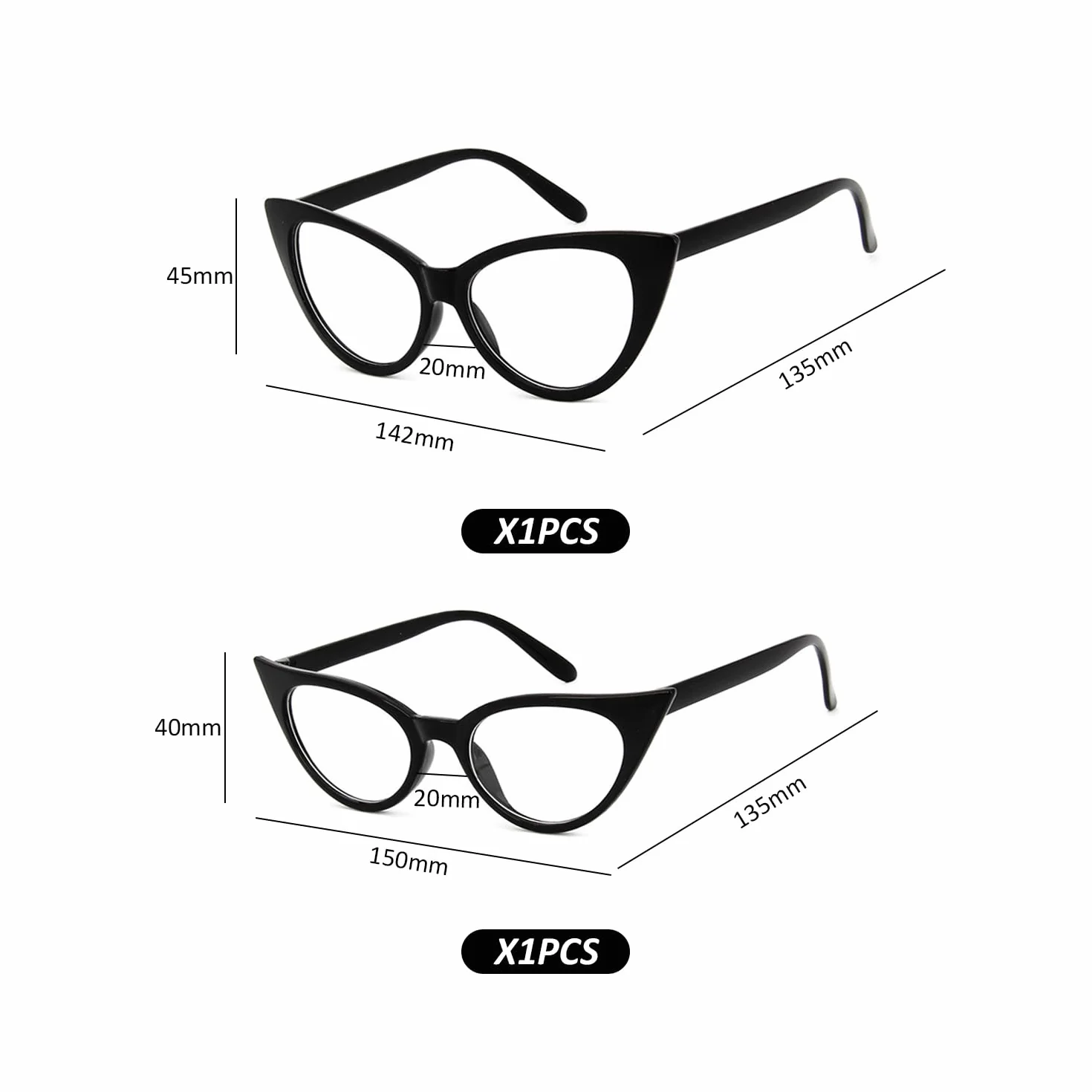 Occhiali da Cat-Eye Grandi e Piccoli Personalizzati Donna Feste