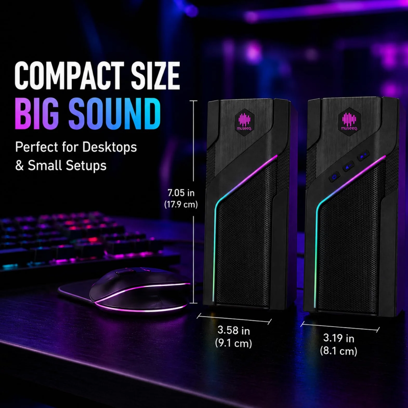 W-206RE Altoparlanti per PC desktop, luci RGB Bluetooth | 21 modalità RGB, suono stereo chiaro, Bluetooth, alimentazione USB, AUX da 3,5 mm e controllo touch per monitor