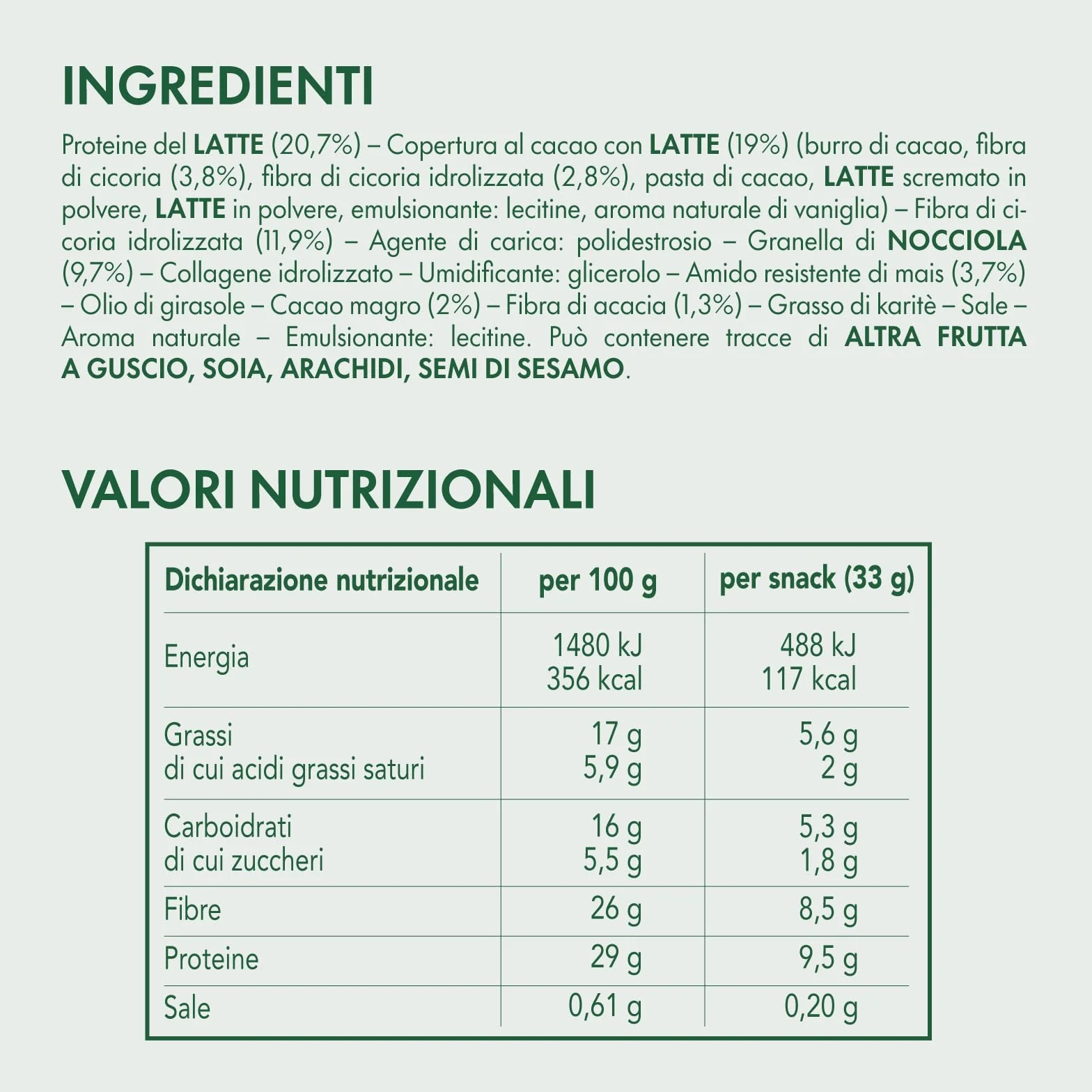 Enervit EnerZona Protein Snack Variety Pack 6x33g Barrette Assortite Cocco Noir White Peanuts Salty Caramel Pistacchio Nocciola