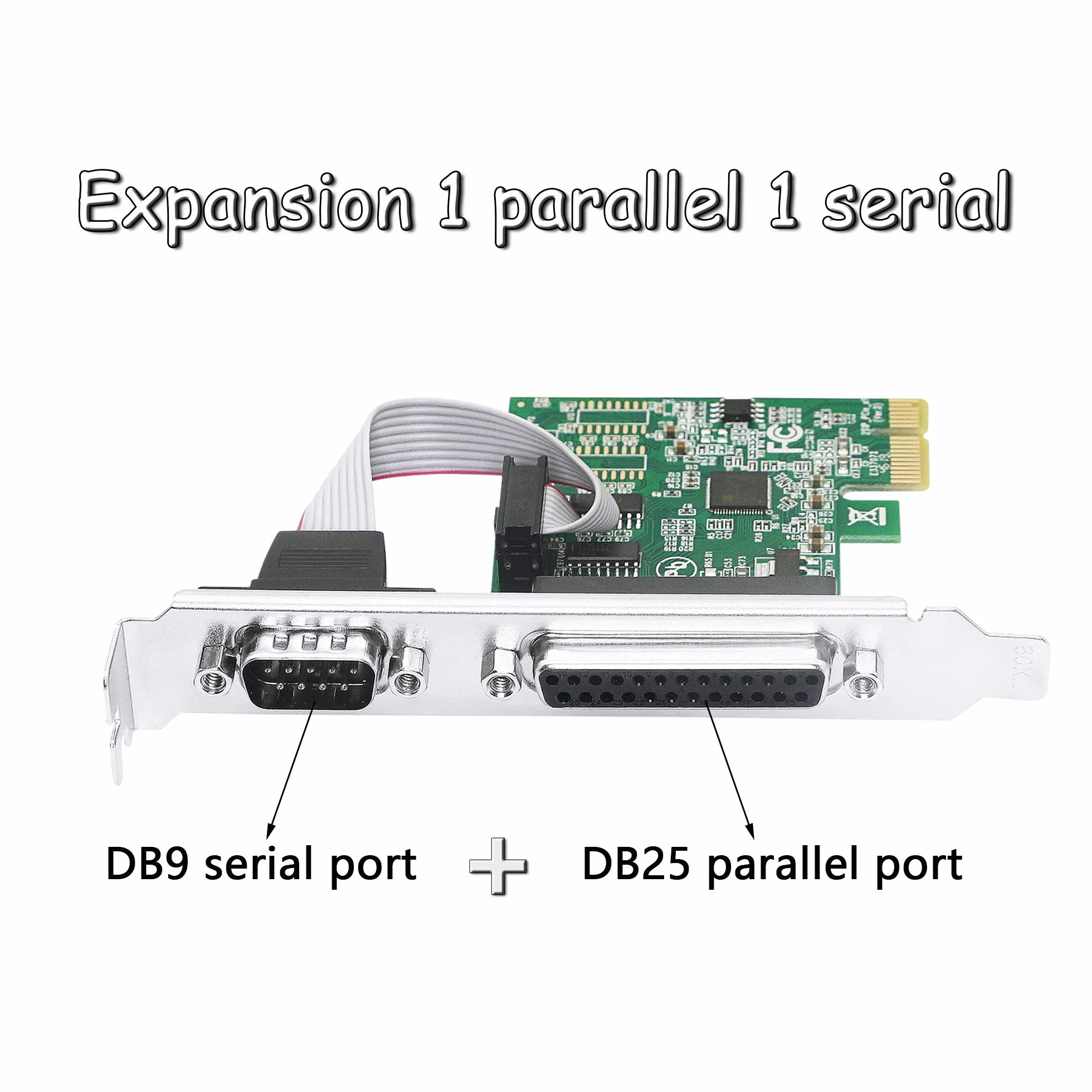 CERRXIAN Scheda di espansione parallela seriale combinata da PCIe a RS232 DB9 seriale+DB25 parallela a PCI-E 1x scheda controller