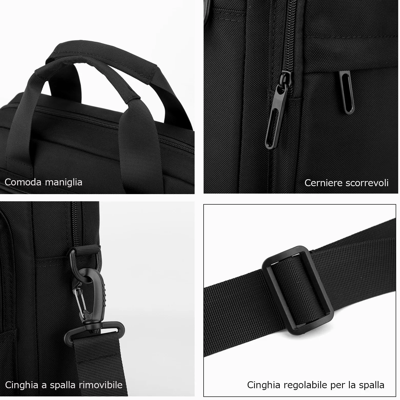 zhongningyifeng Borsa a tracolla per computer portatile da 14 pollici, in nylon leggero, impermeabile, per lavoro, studio, viaggio