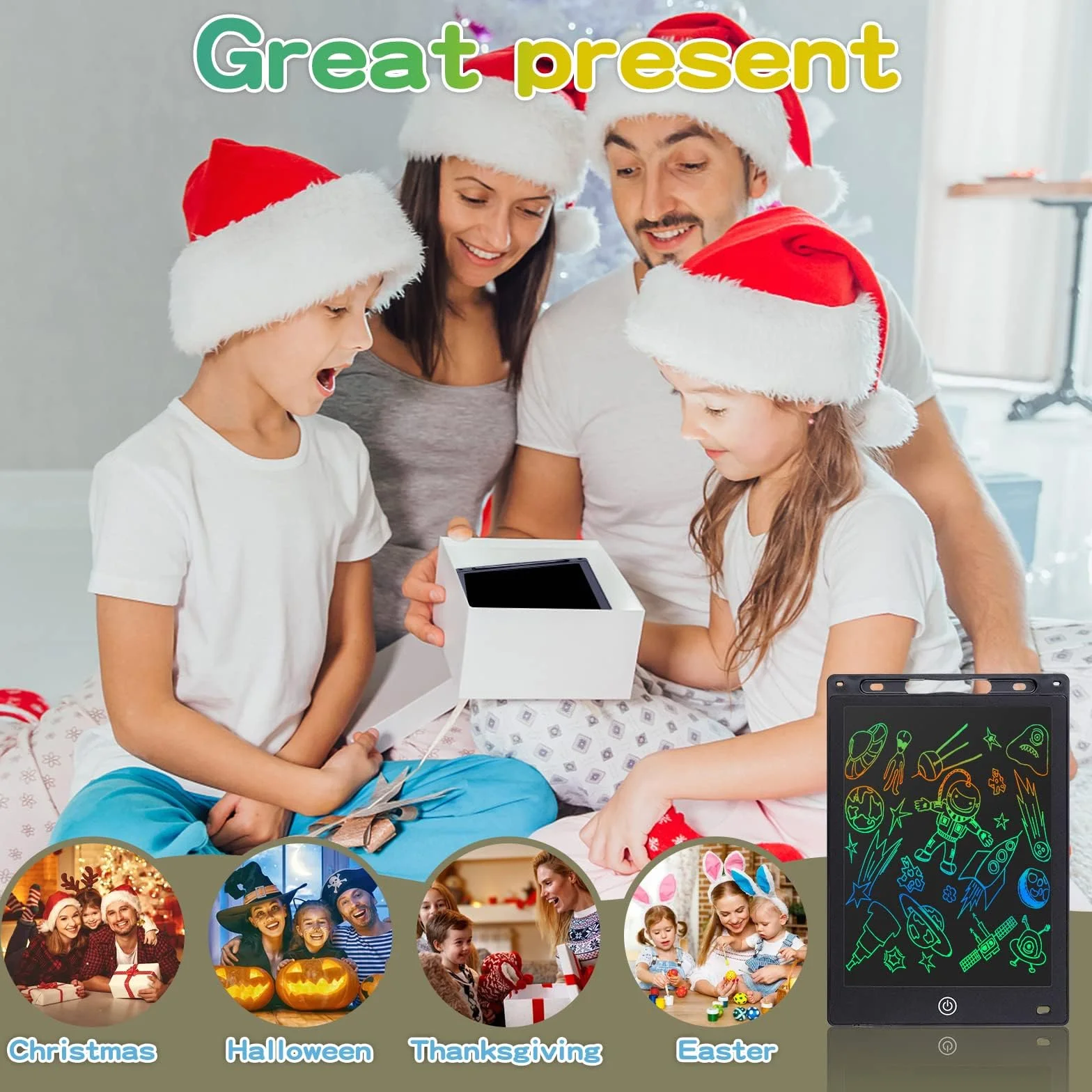 Coolzon Tavoletta Grafica LCD 10 Pollici con Lavagnetta Cancellabile per Bambini, Nero