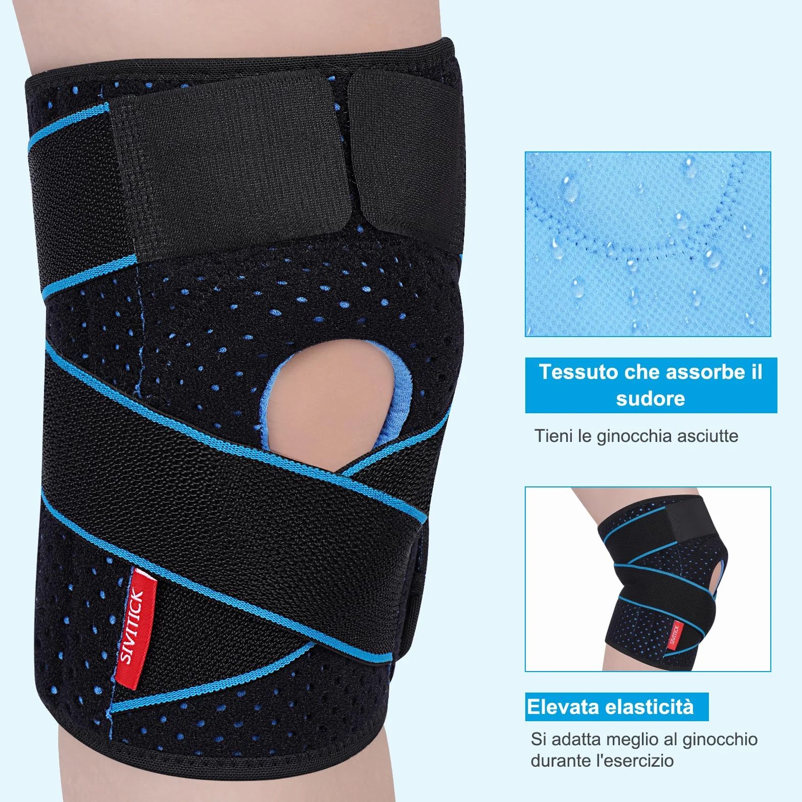 Tutore Ginocchio con Stabilizzatori Laterali Ginocchiera Ortopedica Regolabile Neoprene per Legamenti 1 Pezzo