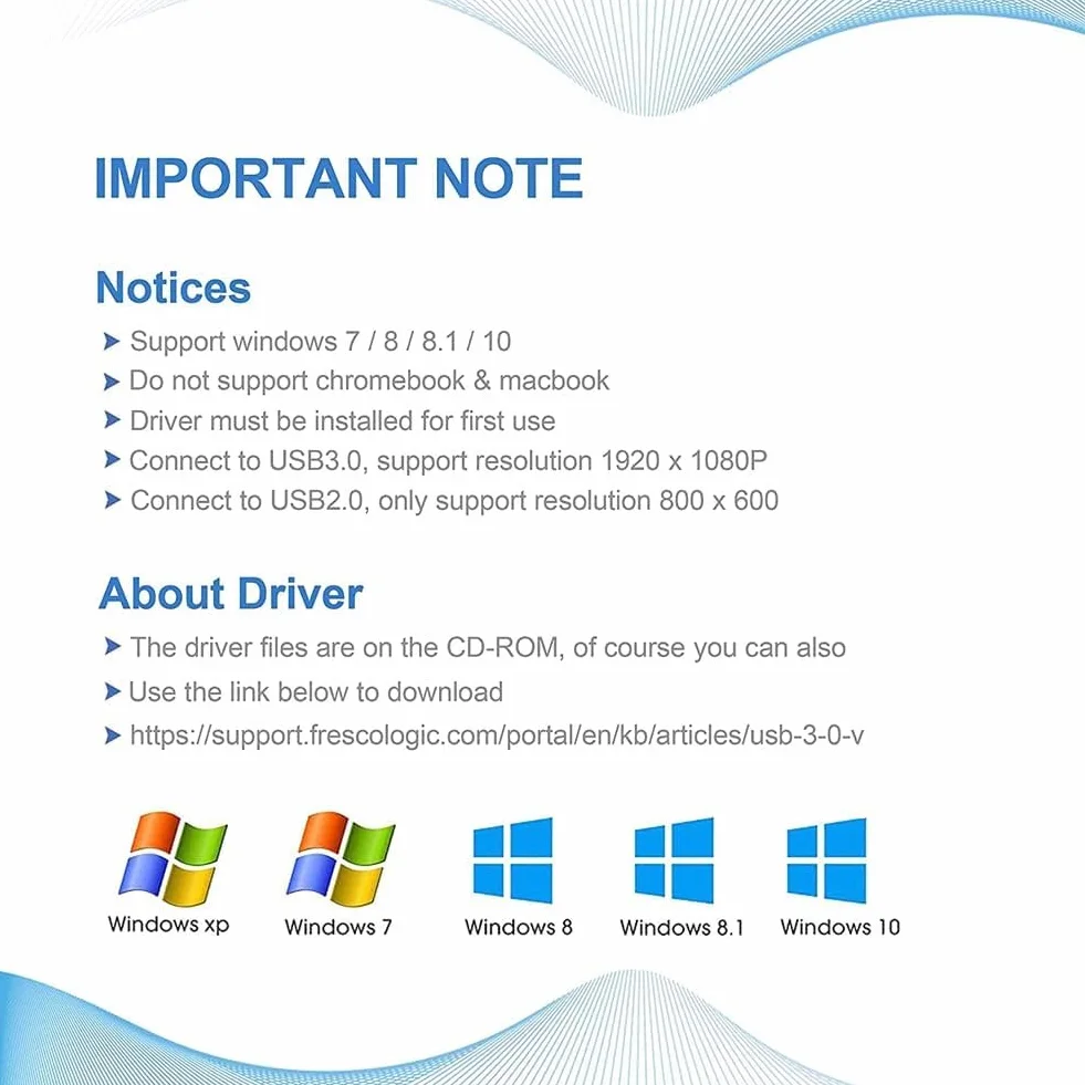 Adattatore da USB 3.0/2.0 a VGA multi-display convertitore video per PC laptop Windows