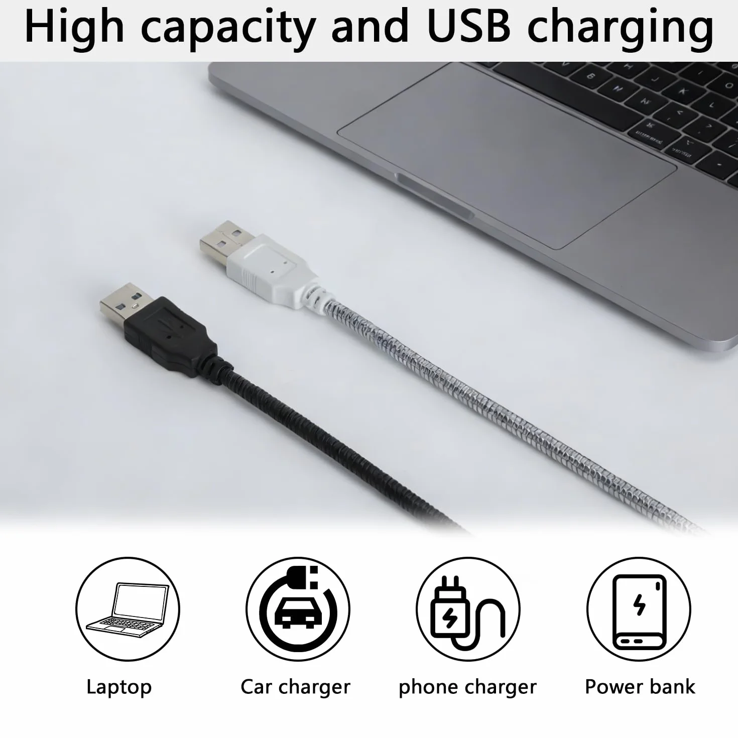 HENGBIRD 2 lampadine a LED USB, 10 LED a collo di cigno, luce USB, interruttore a tocco, luce da lettura, luminosità può essere regolata, lampada da lettura per lettura, tastiera, computer portatile