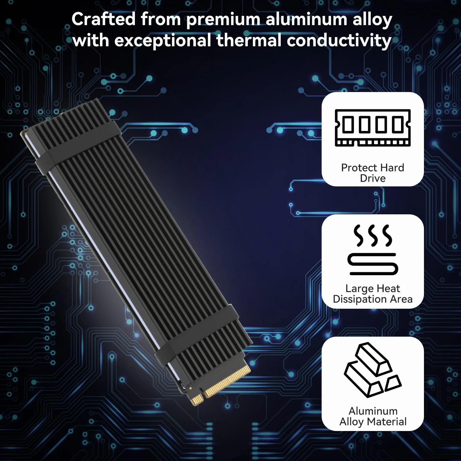 OTraki 4 Pezzi Dissipatore di Calore SSD M.2, 5,M2 2280 NVMe SSD Hard Disk Alluminio Dissipatore di Calore con Cuscinetto Termico in Silicone e 8 Fascette in Gomma,Termici in Silicone con PC fisso/PS5