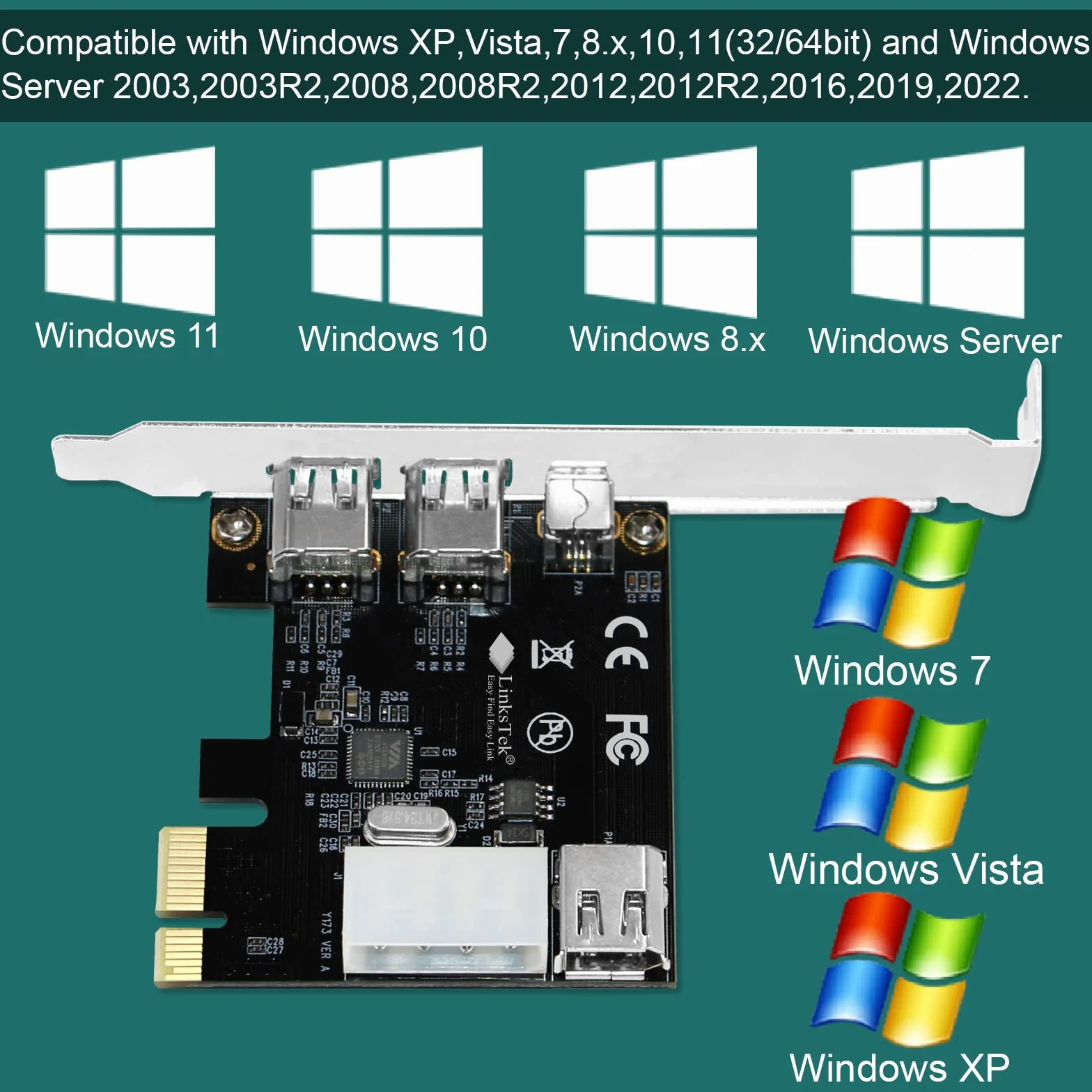 Scheda di espansione PCIE FireWire 400 a 4 porte 1394A 1394A per PC desktop Windows, 3 porte 6 pin e 1 porta 4 pin 1394A 400 Mbps, con cavi a 4 pin 1394A 1394A e staffa a basso profilo