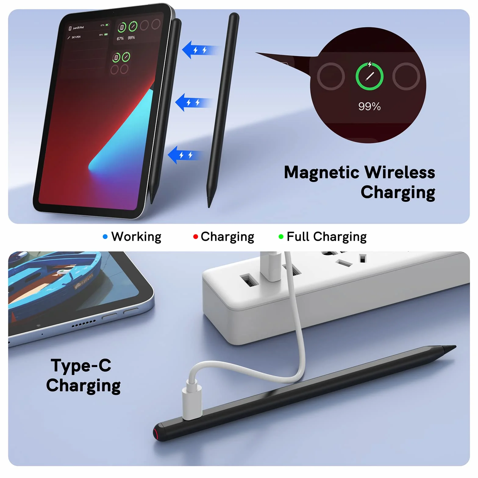 Metapen Penna A11 per Apple iPad 2018-2025,Pencil per ipad Compatibile con iPad 11 A16/10/9/8/7,Air 5/4/3/M2/M3,Pro 12.9/11/13''M4,Mini 5/6,2X Ricarica Rapida&0,1 mm Precisione Pixel,Rifiuto del Palmo