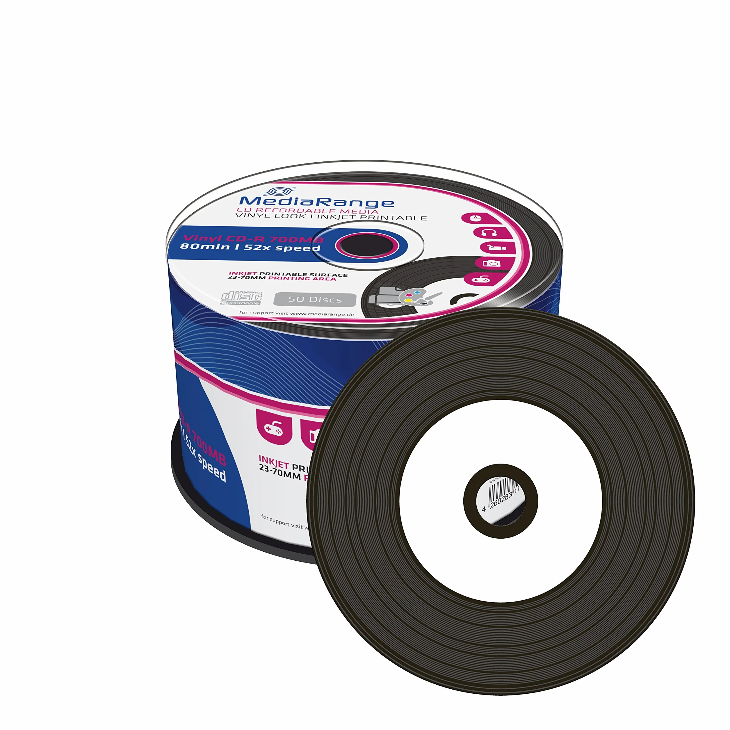2 x MR226 MediaRange (= 100 Pz) CD-R vergini (masterizzabili, 52x high-speed, 700MB/80 min., in vinile 2x 50 pezzi Spindle)