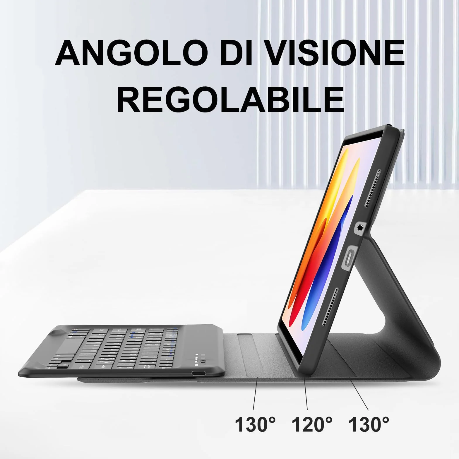 JADEMALL Custodia Tastiera per Redmi Pad 2 Pro 12.1" 2025, Italiana QWERTY Tastiera Wireless Bluetooth Magnetica Staccabile per Tablet Xiaomi Redmi Pad 2 Pro 12.1" 2025, Nero