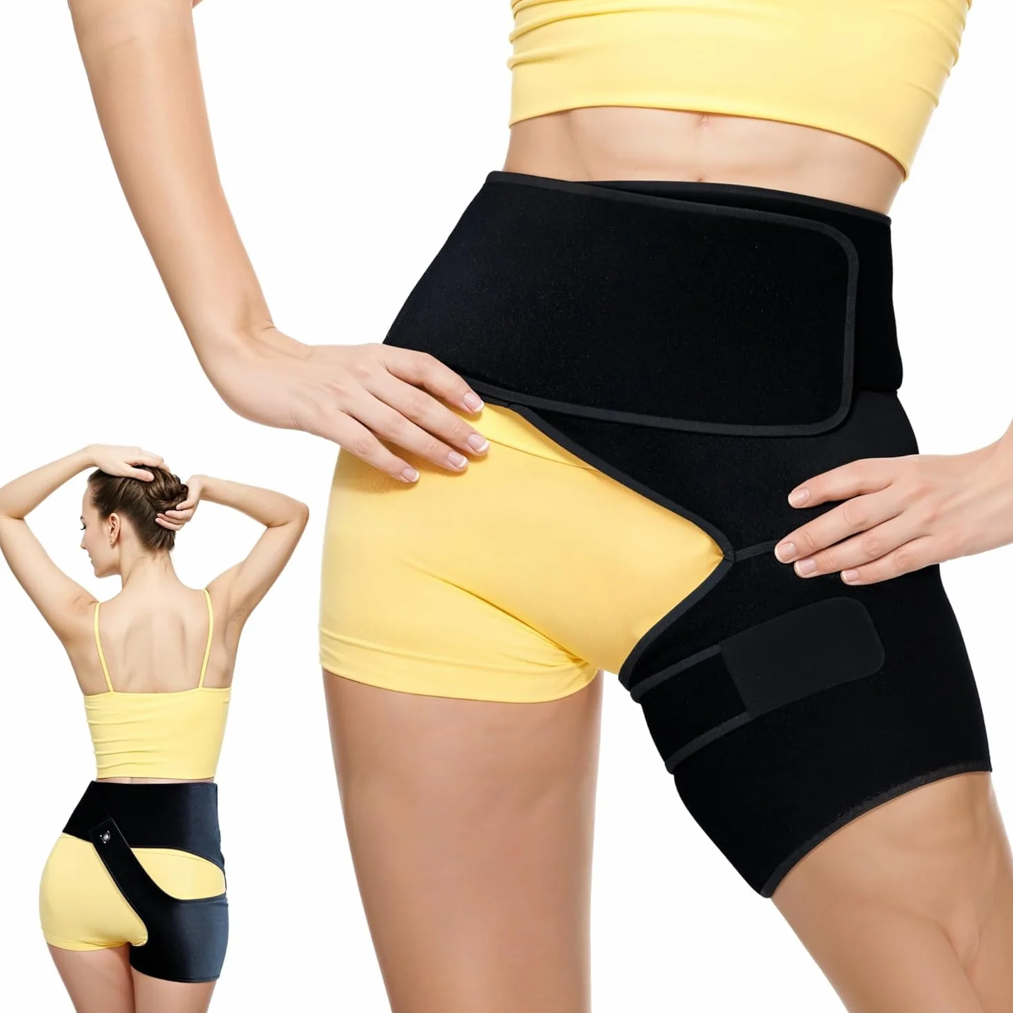 Astorn Supporto per Anca per Sciatica Fascia Regolabile per Inguine Coscia Flessore Artrite Infortuni Nervo Sciatico per Uomini e Donne Gamba Sinistra Grande