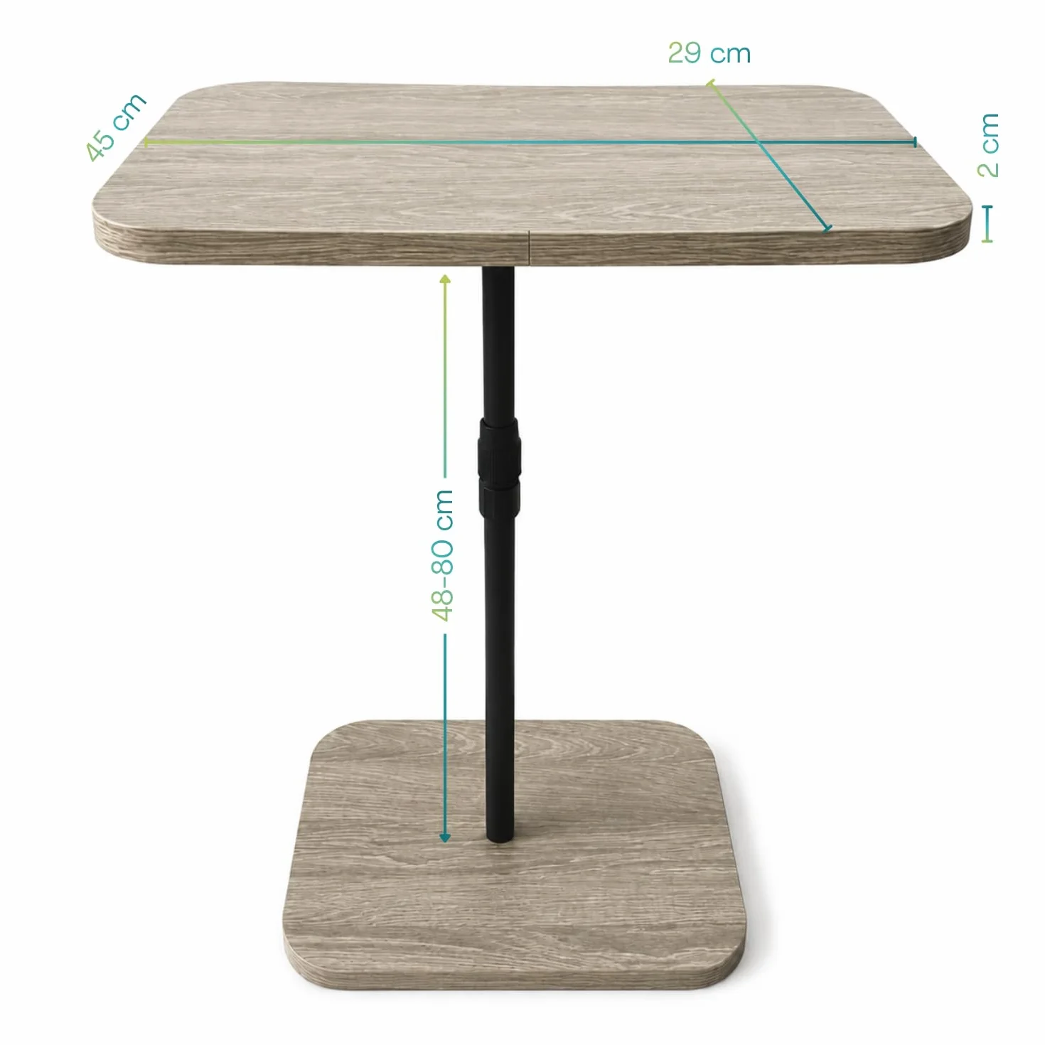 PALUPLUS Tavolino per Divano in Legno MDF, Misura 45x29 cm e Altezza Regolabile 48-80 cm, Tavolo da studio, Lavoro, Supporto per Laptop, Tavolo Servipranzo Letto, Supporto per Pc -9192F -3,4