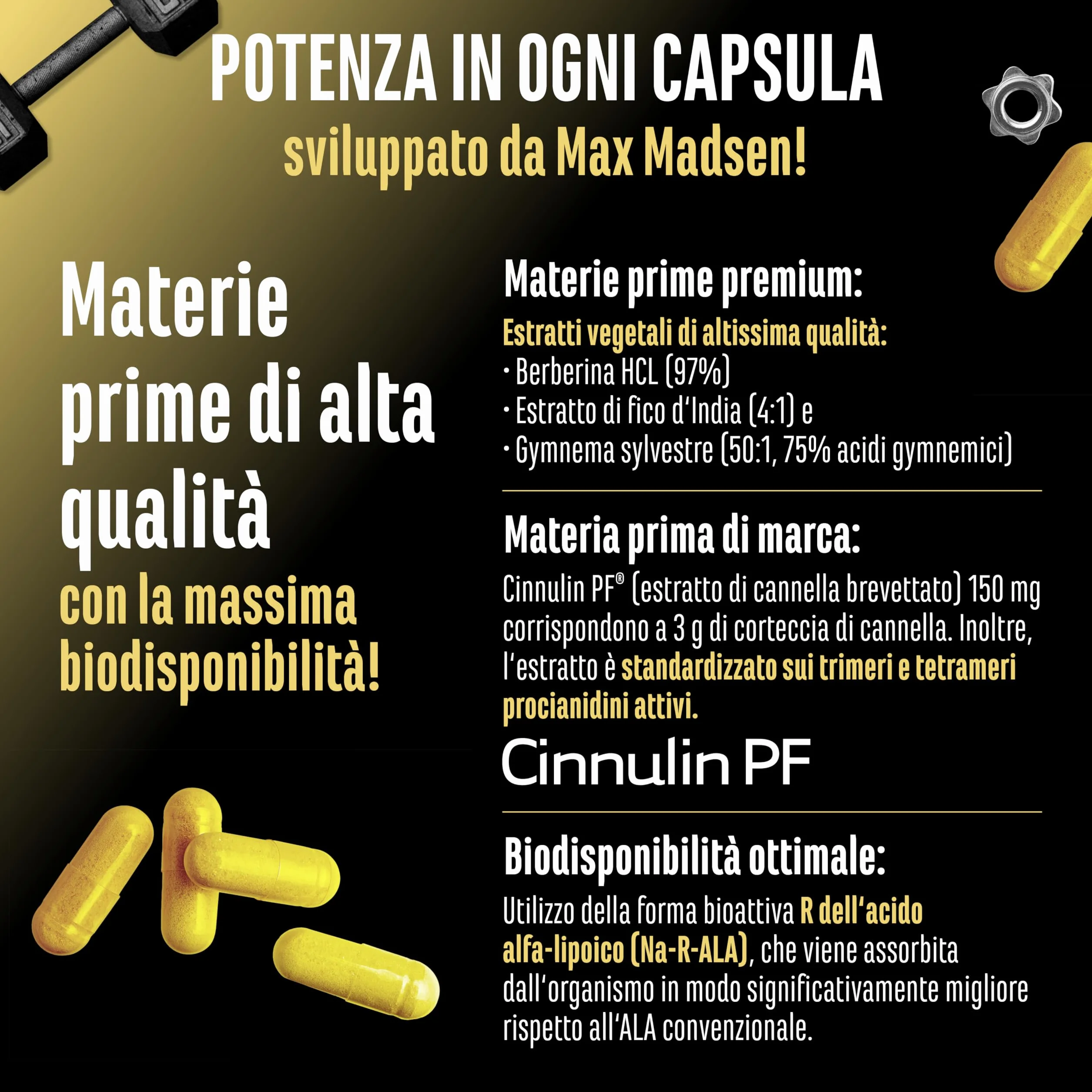 Invictus G.D.A Complesso GDA ad Alto Dosaggio con Berberina, Cinnulin PF® e Acido R-Alfa Lipoico 120 Capsule Vegane