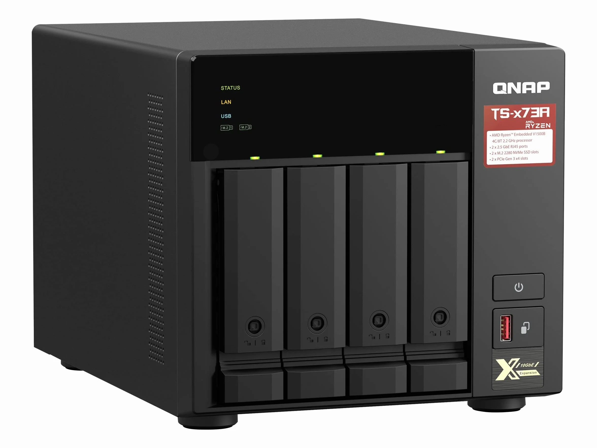 QNAP TS-473A NAS Tower Ryzen Embedded V1500B 8 GB DDR4 Nero