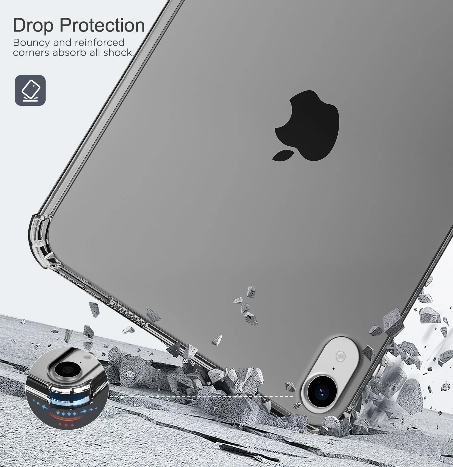 MoKo Custodia per iPad Mini (A17 PRO), iPad Mini 7a/6a Gen. 8,3 Pollici (2024/2021) Cover Sottile e Leggera in TPU Morbido Custodia Protettiva Morbido TPU Trasparente Antiurto Tablet Cover, Nero