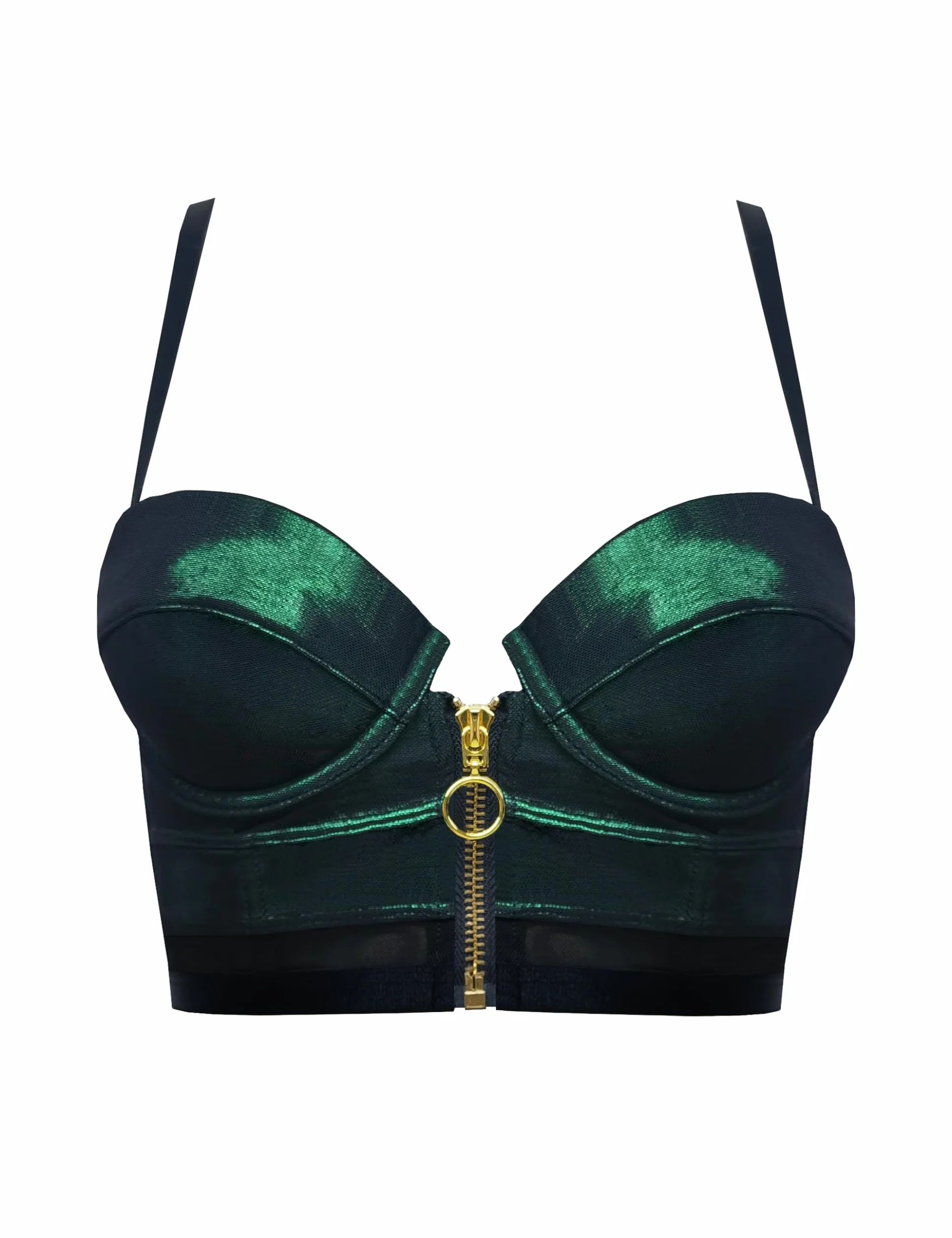 Reggiseno da Balcone in Pelle Artificiale Donna con Cerniera Anteriore
