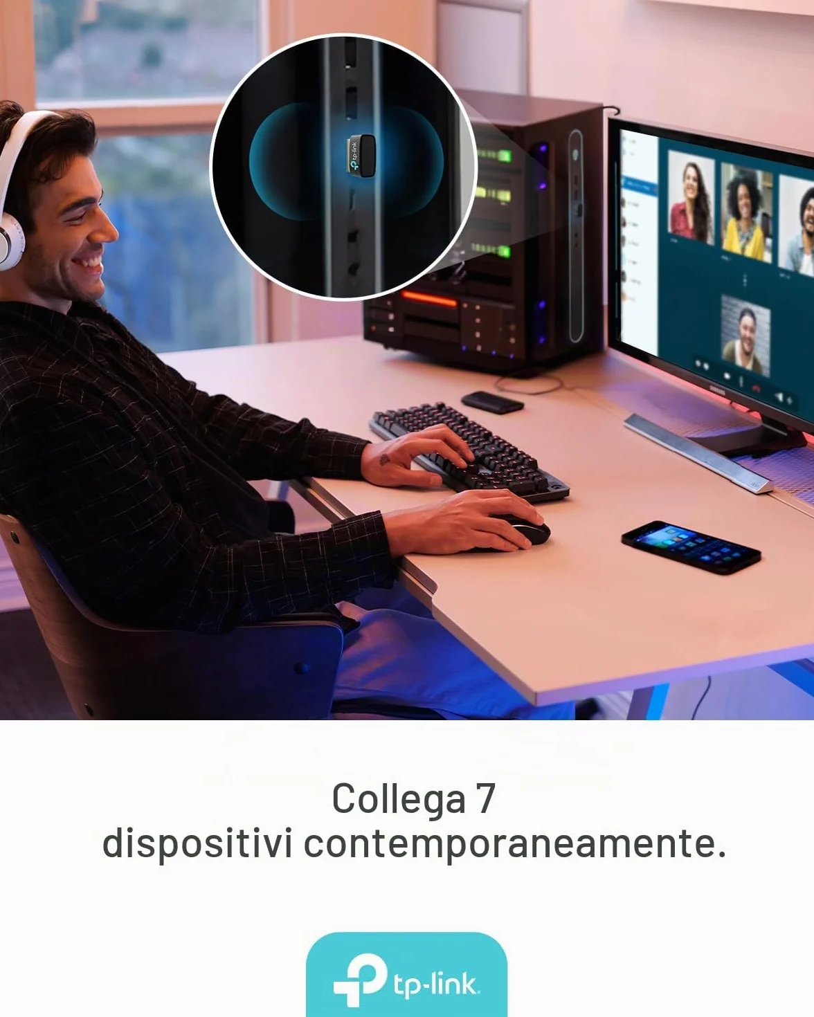 TP-Link UB600 Bluetooth 6.0 Nano USB Adattatore Bluetooth per PC, Compatibile con PS5/PS4/Telefono/Cuffie/Tastiera/Mouse, Windows 11/10/8.1/7