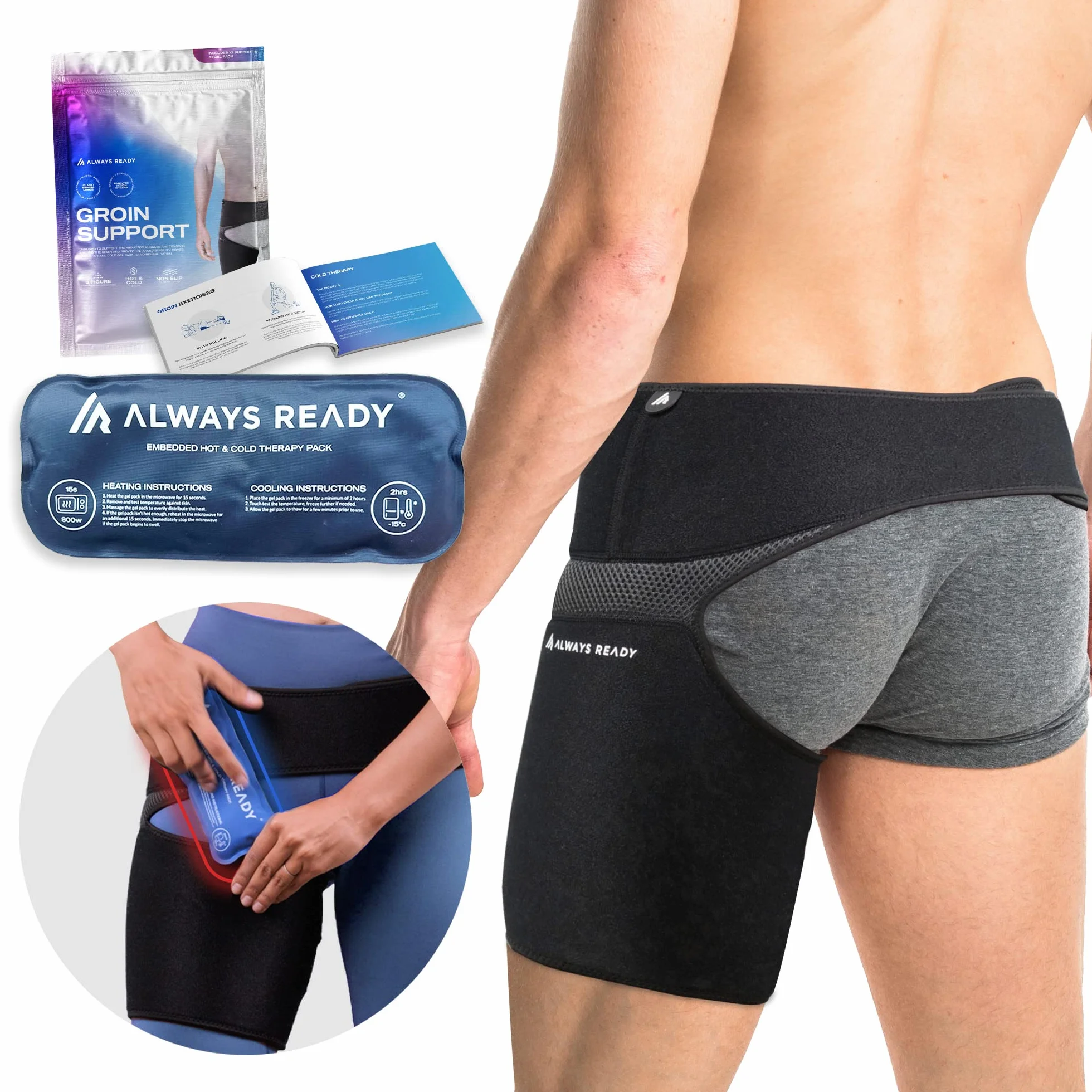 Supporto Per Inguine Anca Coscia Terapia Caldo Freddo Compressione Regolabile Unisex M-XXL
