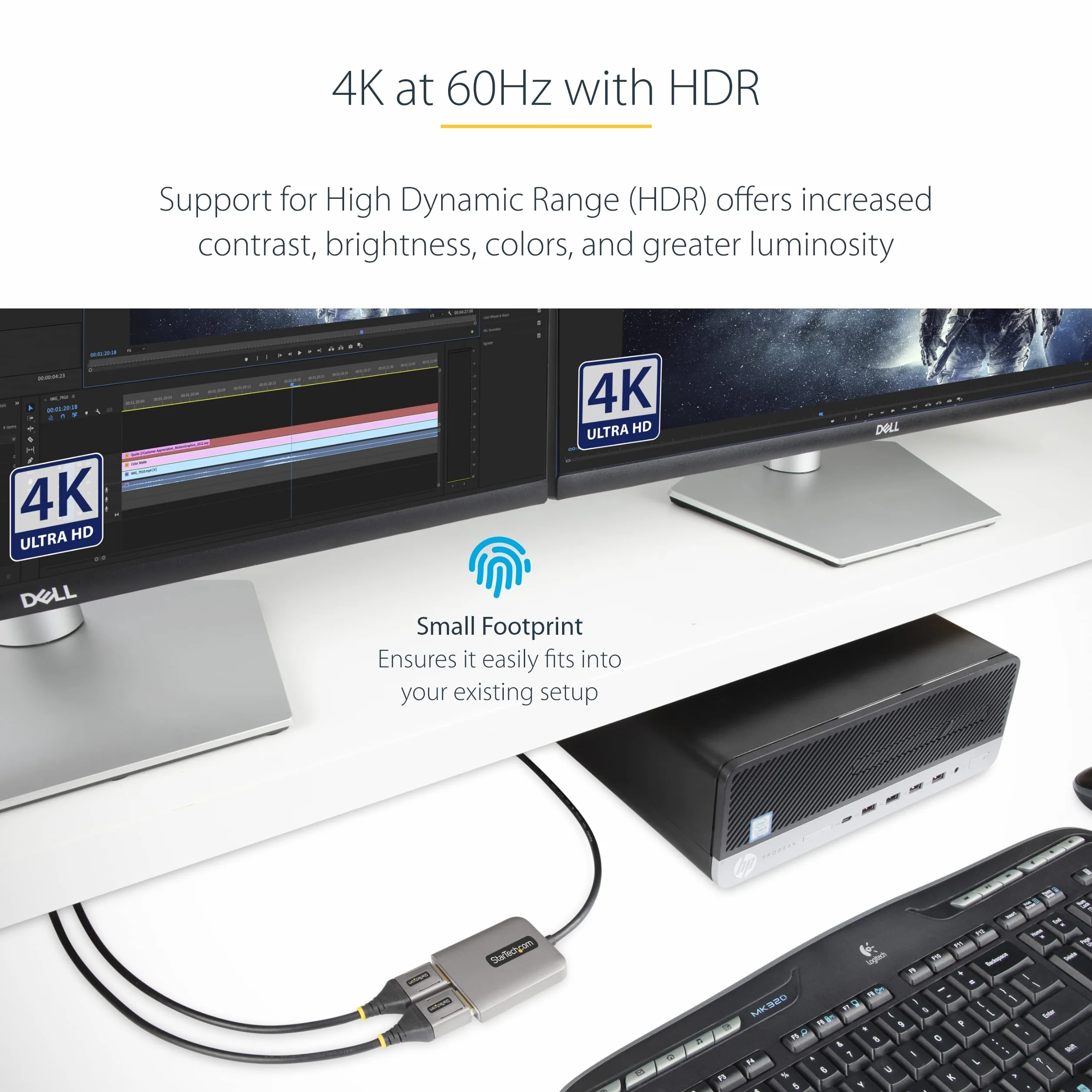 StarTech.com Hub MST DisplayPort a 2 Porte - Adattatore Multi-Monitor DP 1.4 a 2x DP 5K 60Hz - Splitter Video DisplayPort per Doppio Monitor - Cavo Integrato extrta lungo, Solo Windows (MST14DP122DP)